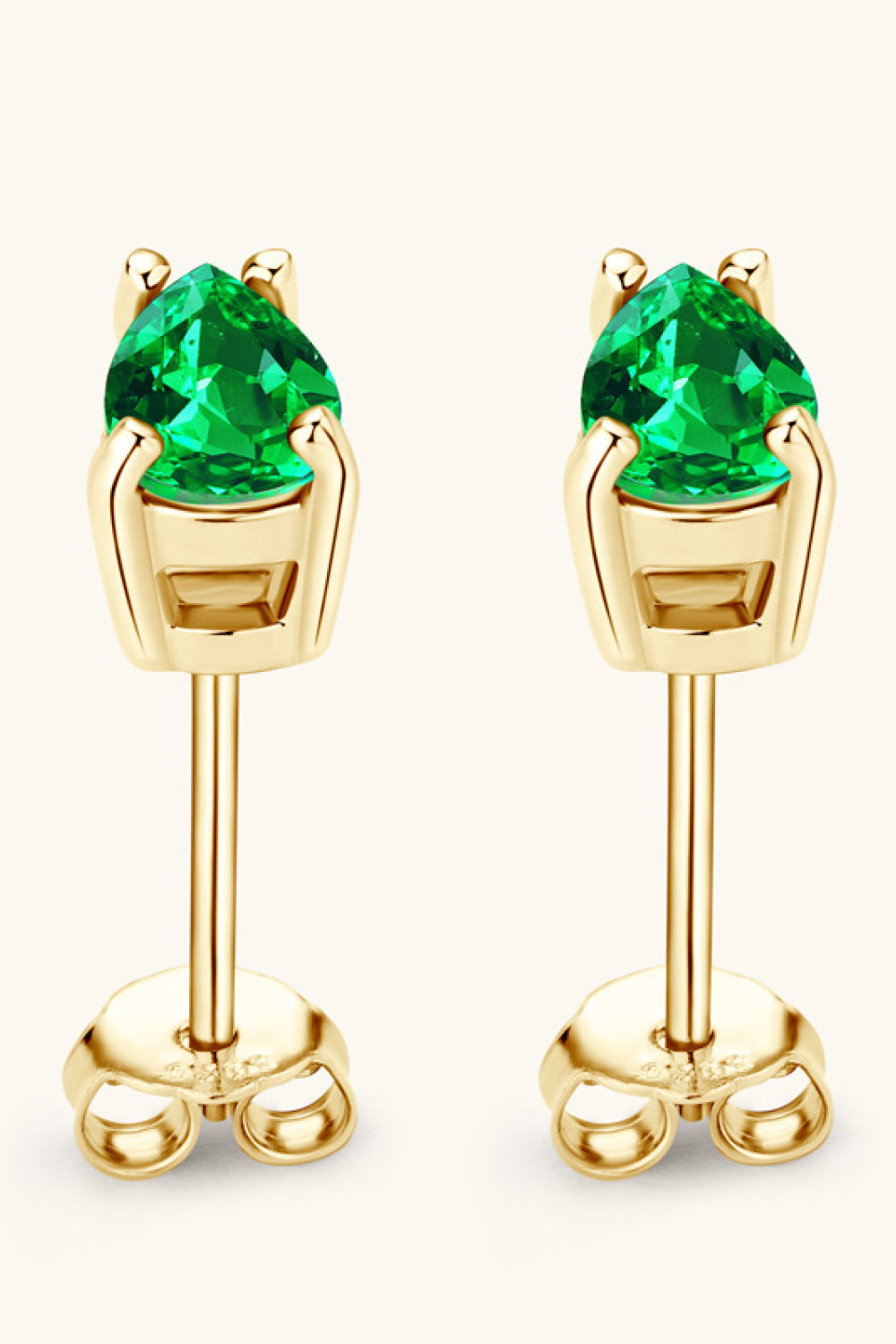 18K Gold-plated Lab-Grown Emerald Stud Earrings Emerald Jewelry Brides by Emilia Milan 