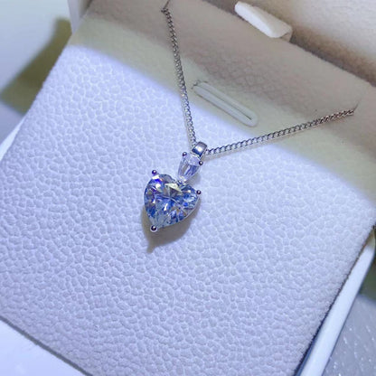 Sterling Silver 2 Carat Moissanite Heart Pendant Necklace Moissanite Jewelry Brides by Emilia Milan 