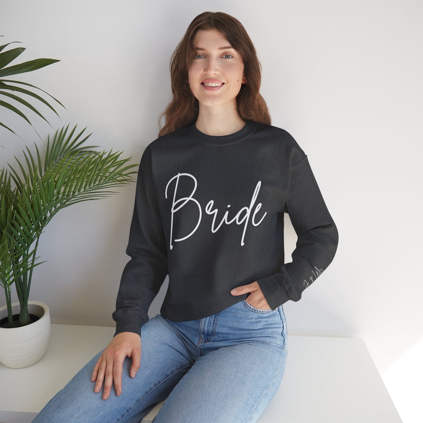 Bride Sweatshirt With Personalized Initials On Left Sleeve Sweatshirt Brides by Emilia Milan 