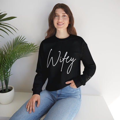 Wifey Sweatshirt With Personalized Initials On Left Sleeve Sweatshirt Brides by Emilia Milan 