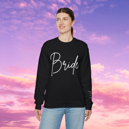 Bride Sweatshirt With Personalized Initials On Left Sleeve Sweatshirt Brides by Emilia Milan 