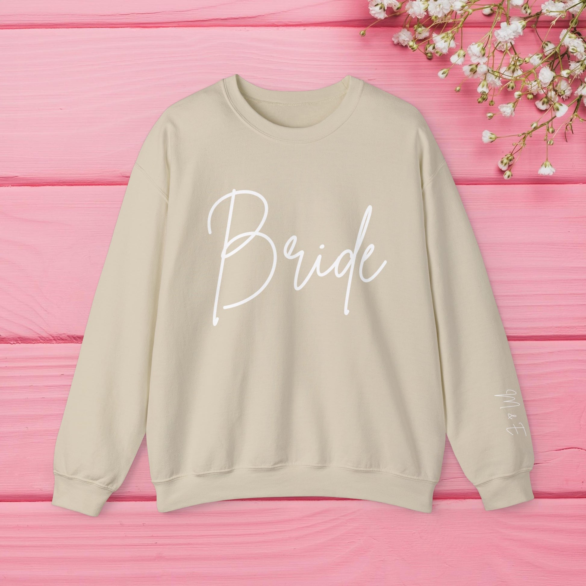 Bride Sweatshirt With Personalized Initials On Left Sleeve Sweatshirt Brides by Emilia Milan 