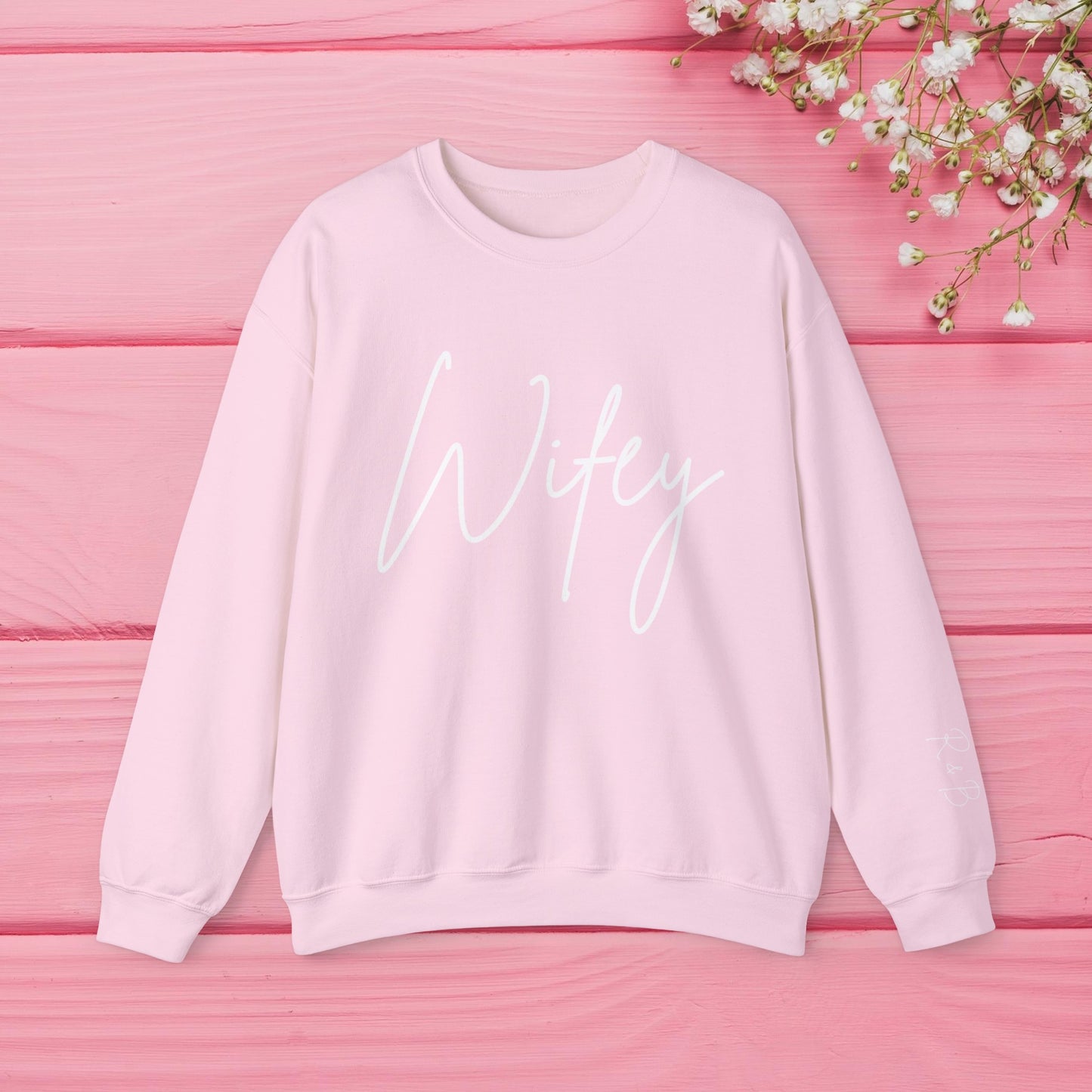 Wifey Sweatshirt With Personalized Initials On Left Sleeve Sweatshirt Brides by Emilia Milan 