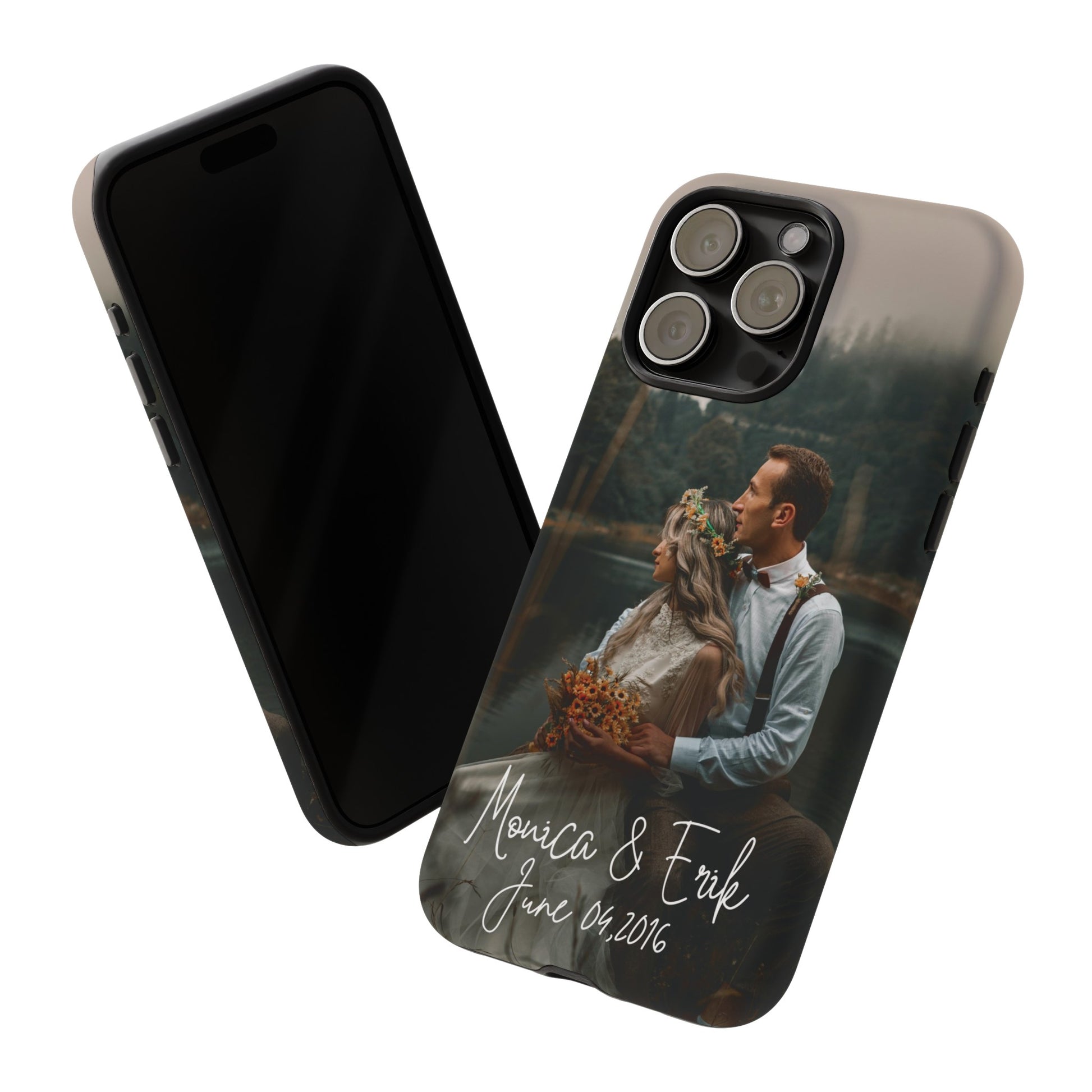 Personalized Phone Cases With Picture, Names and Date Phone Case Brides by Emilia Milan 