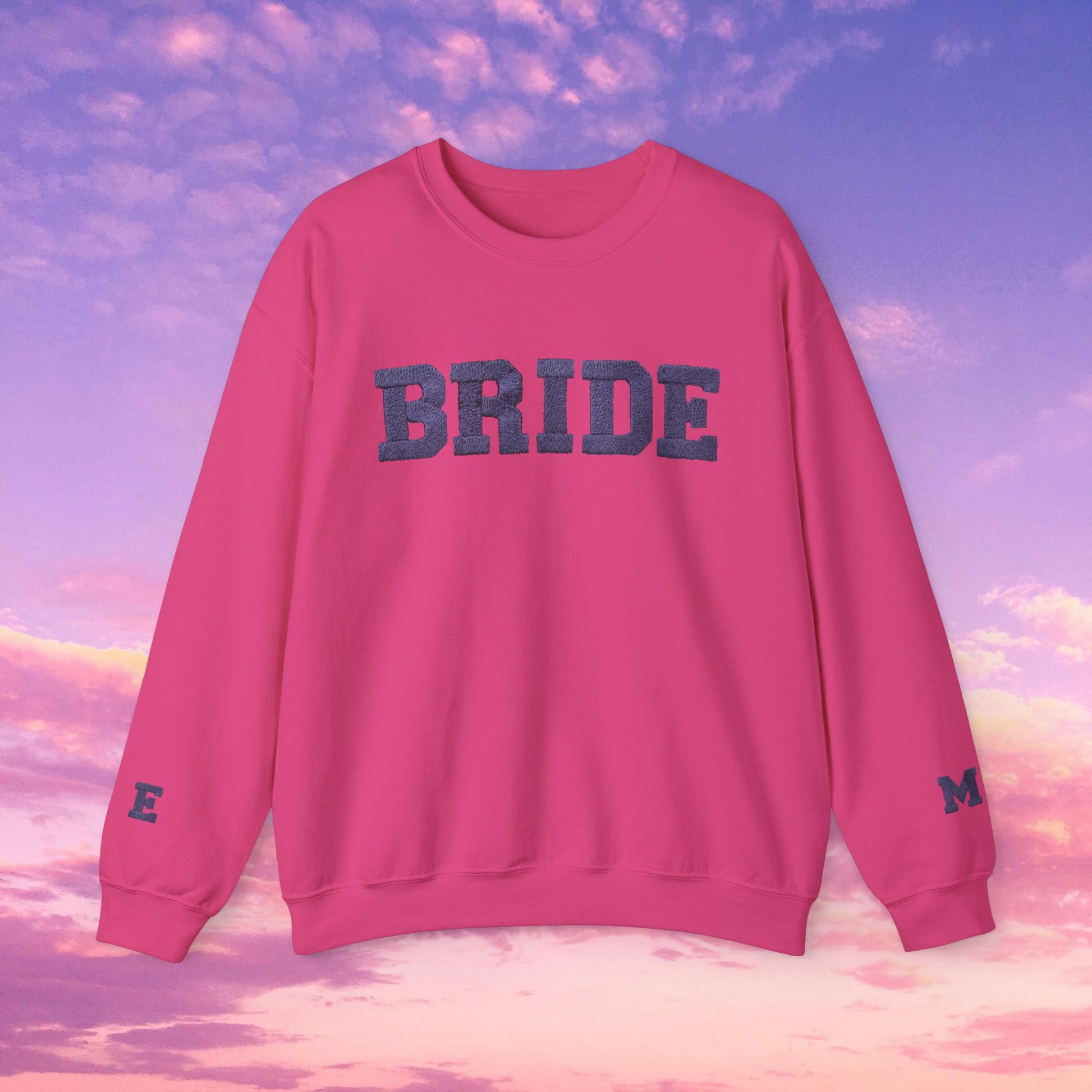 Bride Sweatshirt With Personalized Initials On Sleeves Sweatshirt Brides by Emilia Milan 