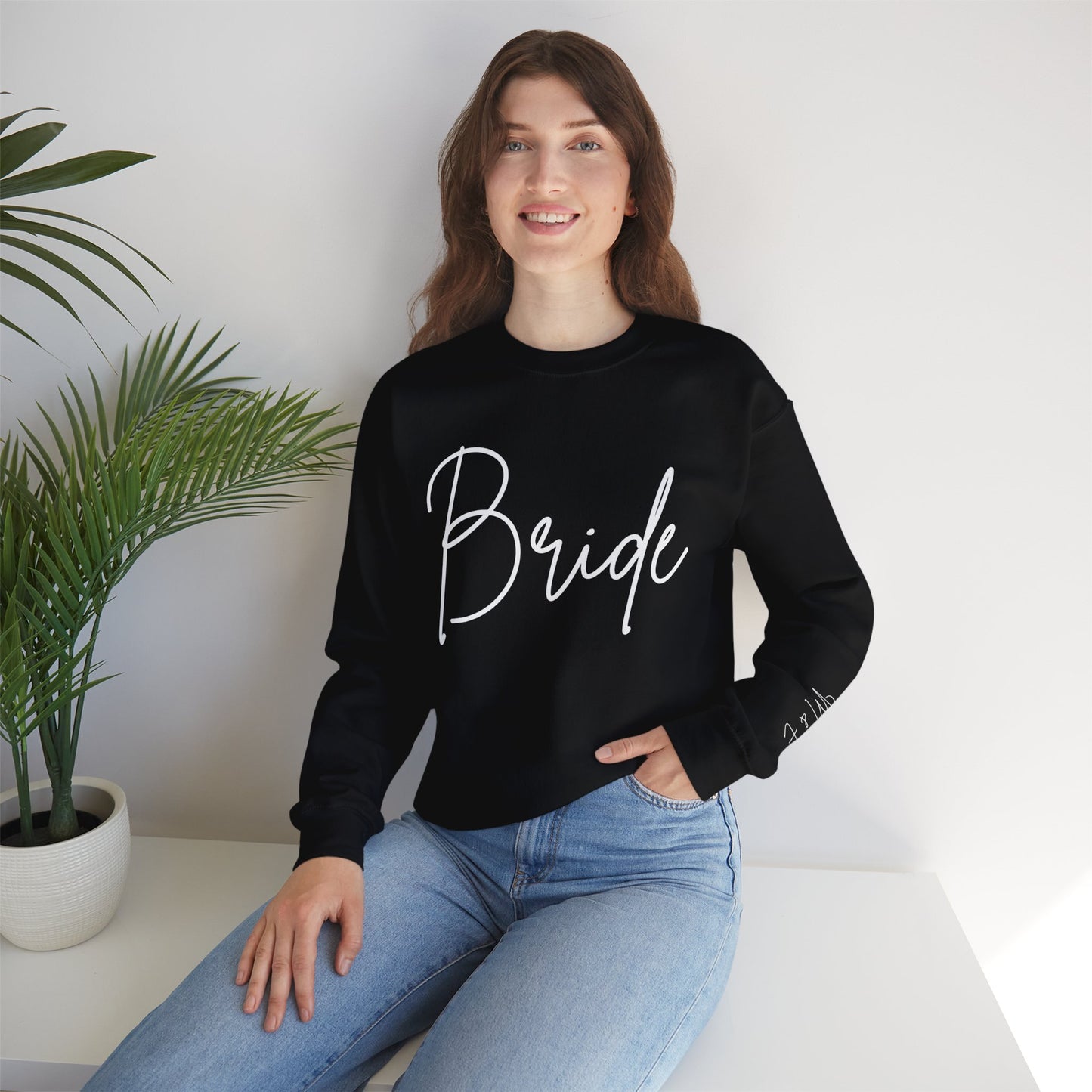 Bride Sweatshirt With Personalized Initials On Left Sleeve Sweatshirt Brides by Emilia Milan 