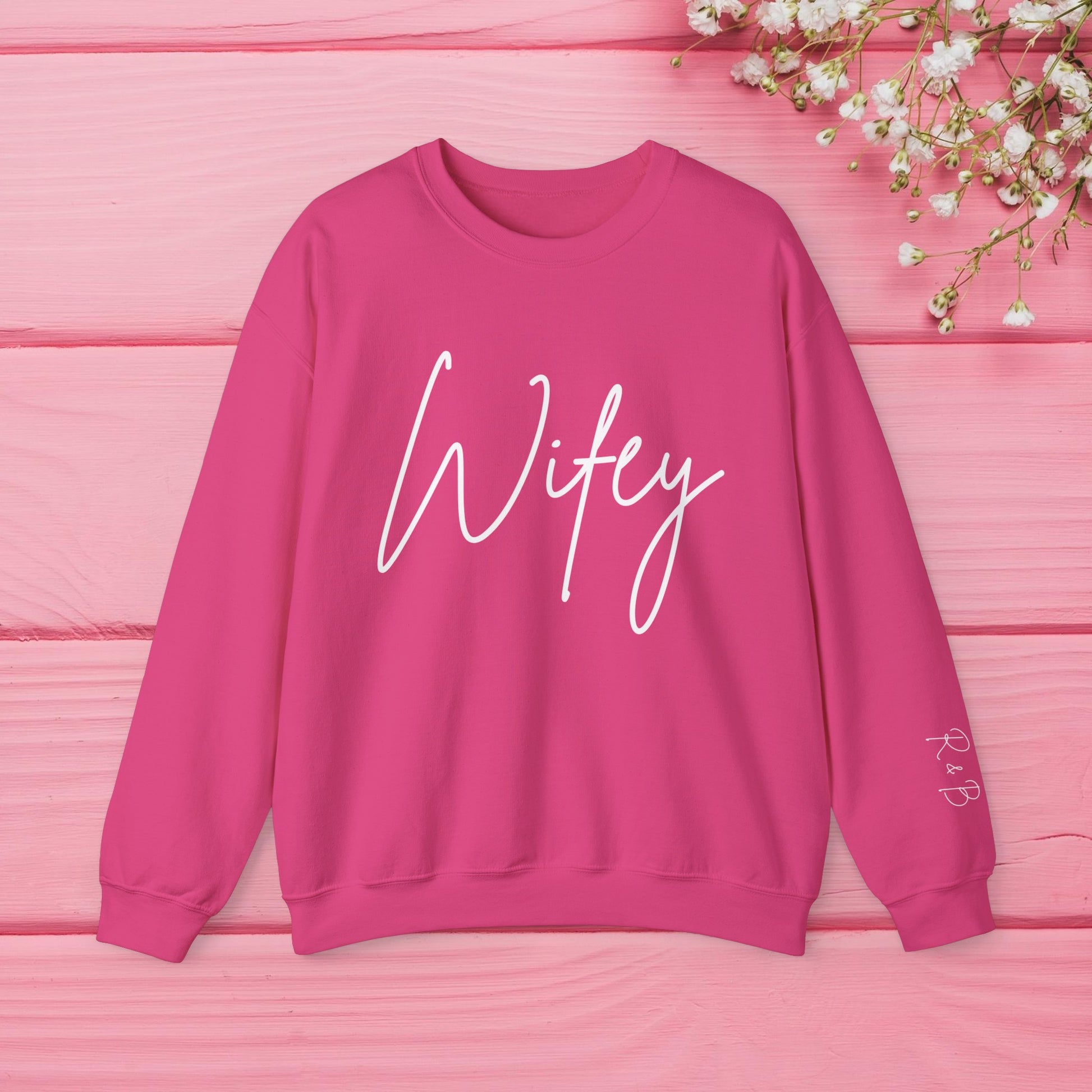 Wifey Sweatshirt With Personalized Initials On Left Sleeve Sweatshirt Brides by Emilia Milan 