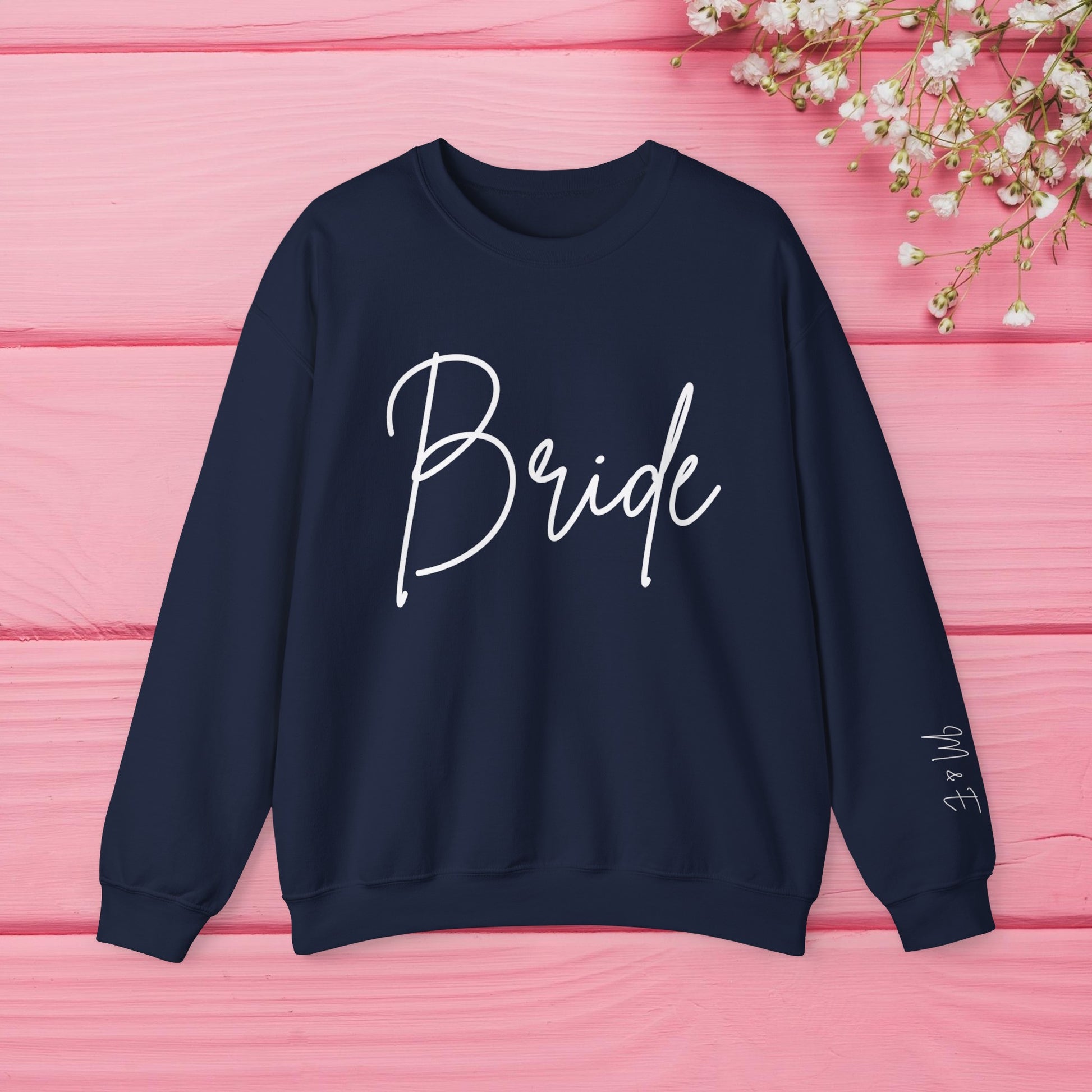 Bride Sweatshirt With Personalized Initials On Left Sleeve Sweatshirt Brides by Emilia Milan 