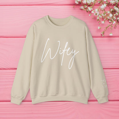 Wifey Sweatshirt With Personalized Initials On Left Sleeve Sweatshirt Brides by Emilia Milan 