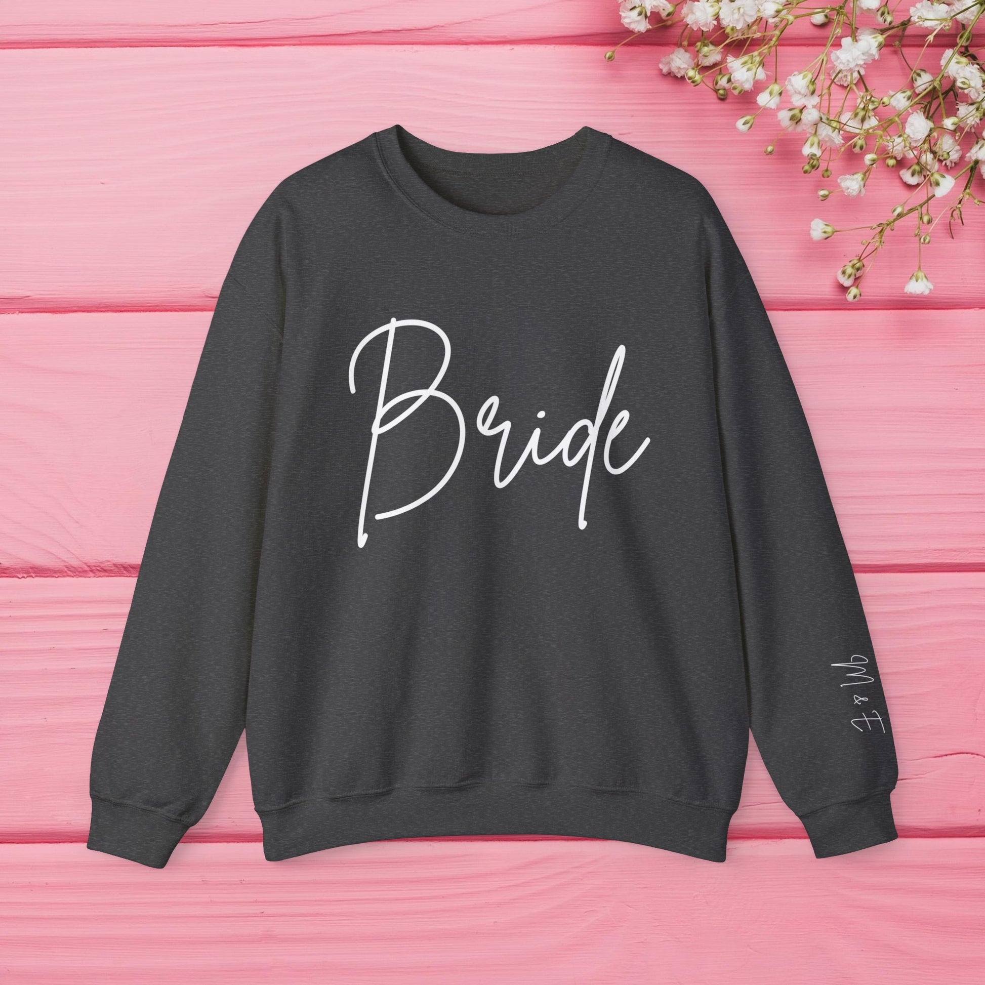 Bride Sweatshirt With Personalized Initials On Left Sleeve Sweatshirt Brides by Emilia Milan 