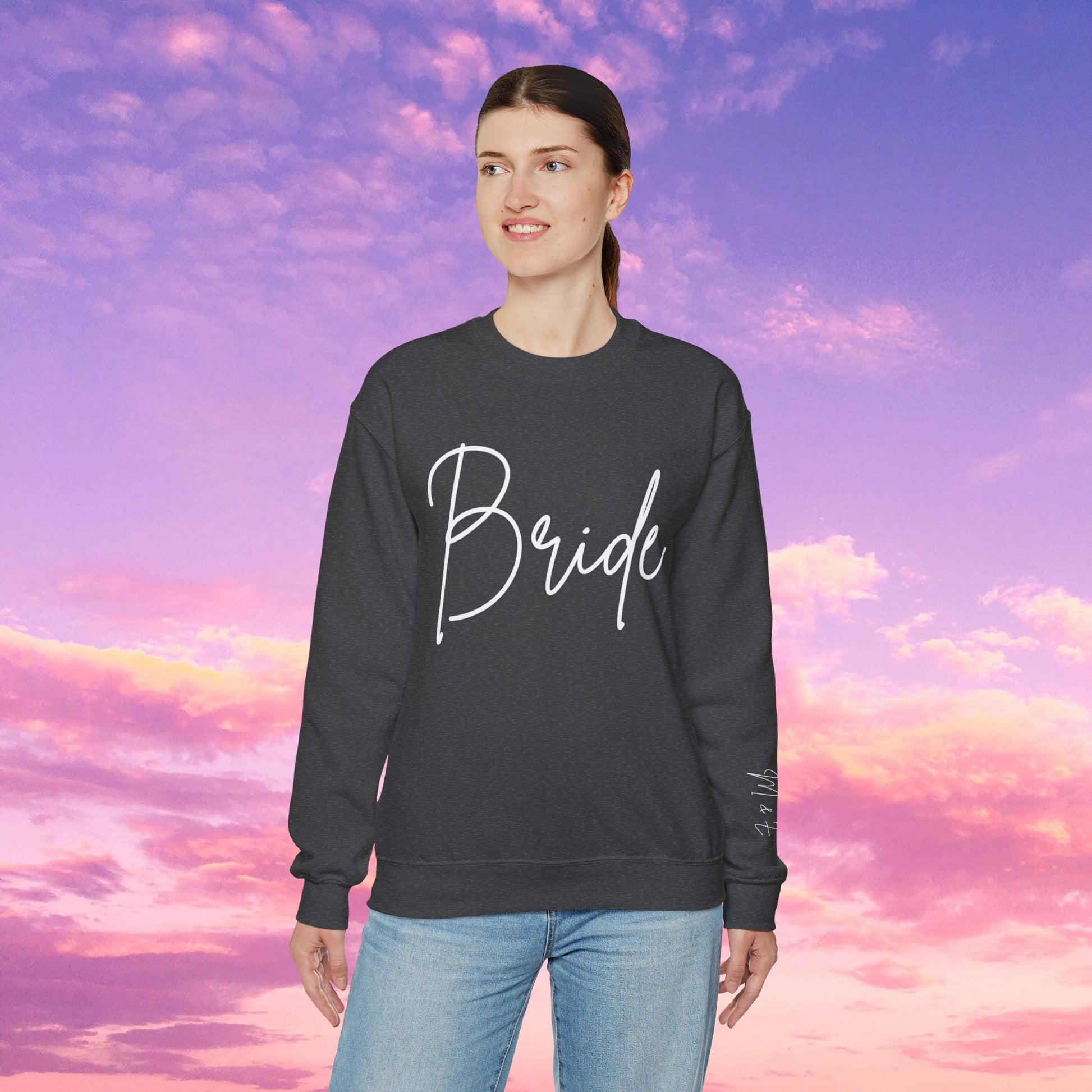 Bride Sweatshirt With Personalized Initials On Left Sleeve Sweatshirt Brides by Emilia Milan 