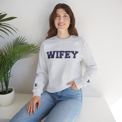 Wifey Sweatshirt With Personalized Initials On Sleeves Sweatshirt Brides by Emilia Milan 