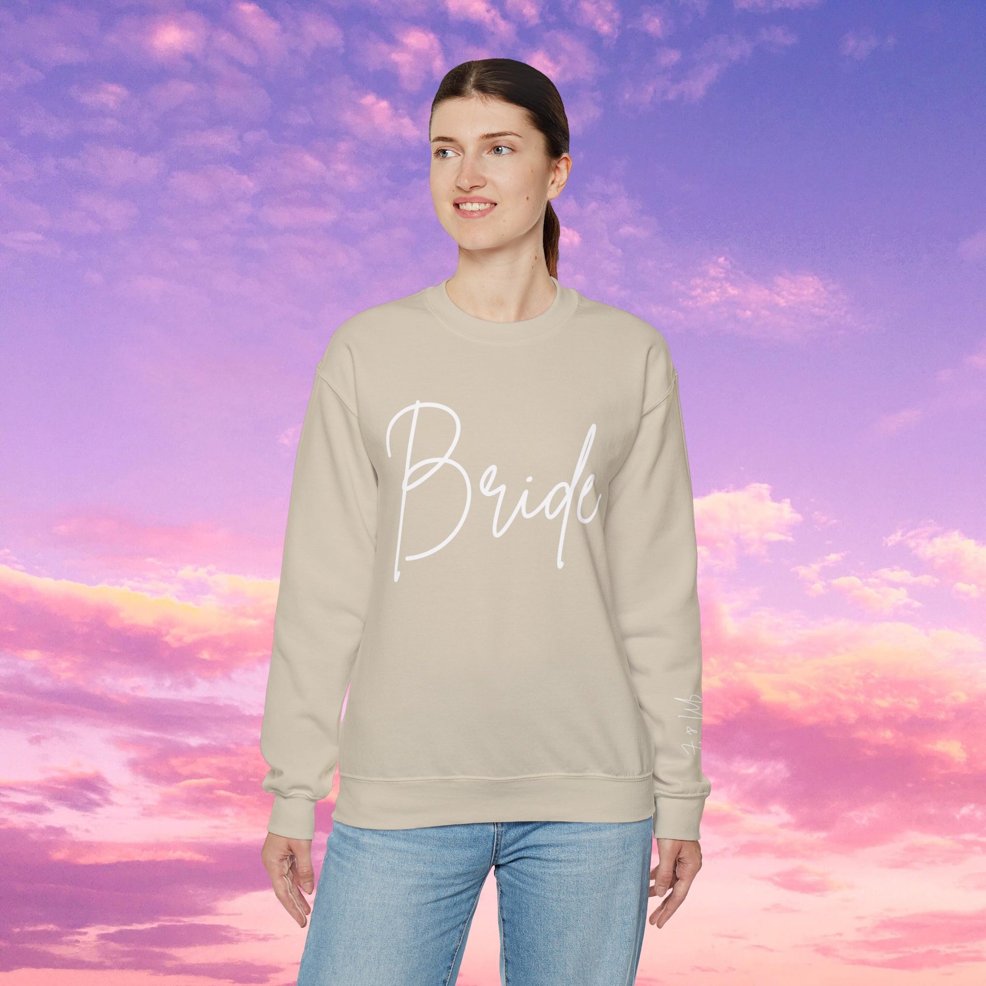 Bride Sweatshirt With Personalized Initials On Left Sleeve Sweatshirt Brides by Emilia Milan 