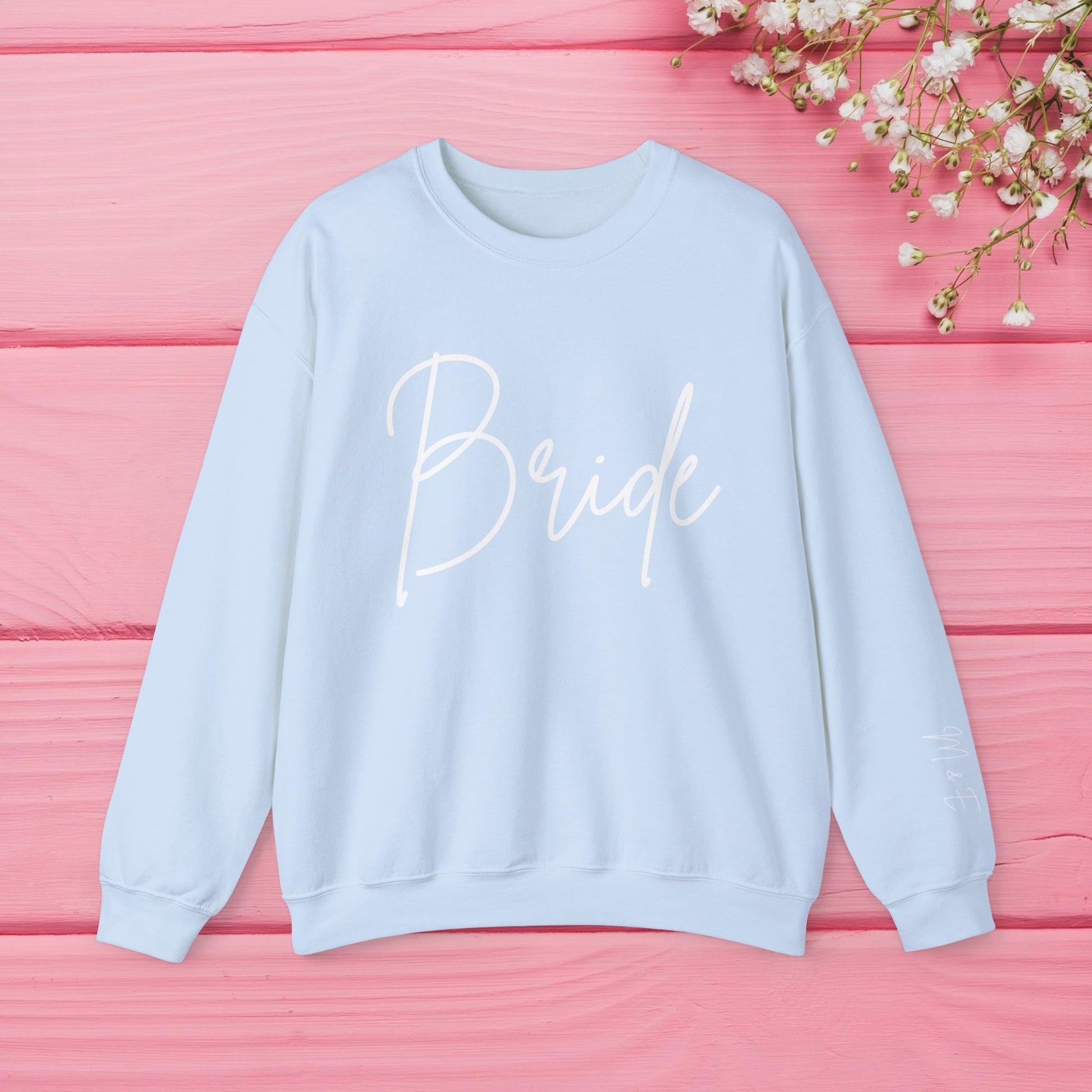 Bride Sweatshirt With Personalized Initials On Left Sleeve Sweatshirt Brides by Emilia Milan 