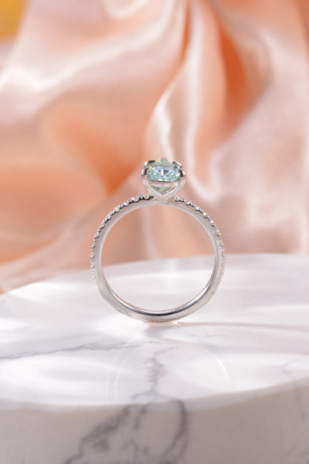 Sterling Silver 1.5 Carat Turquoise Moissanite Teardrop Shape Ring Moissanite Jewelry Brides by Emilia Milan 