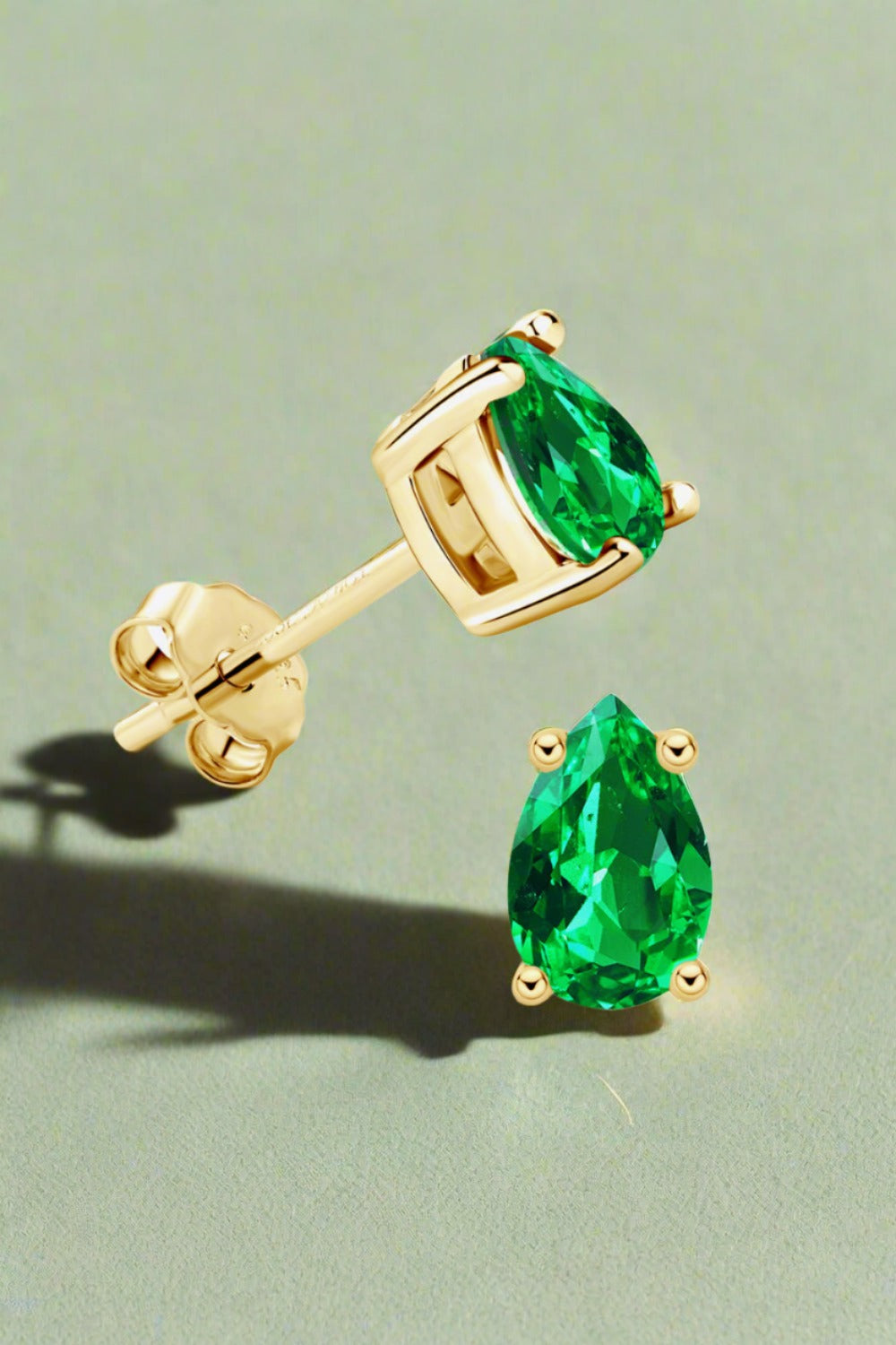 18K Gold-plated Lab-Grown Emerald Stud Earrings Emerald Jewelry Brides by Emilia Milan 