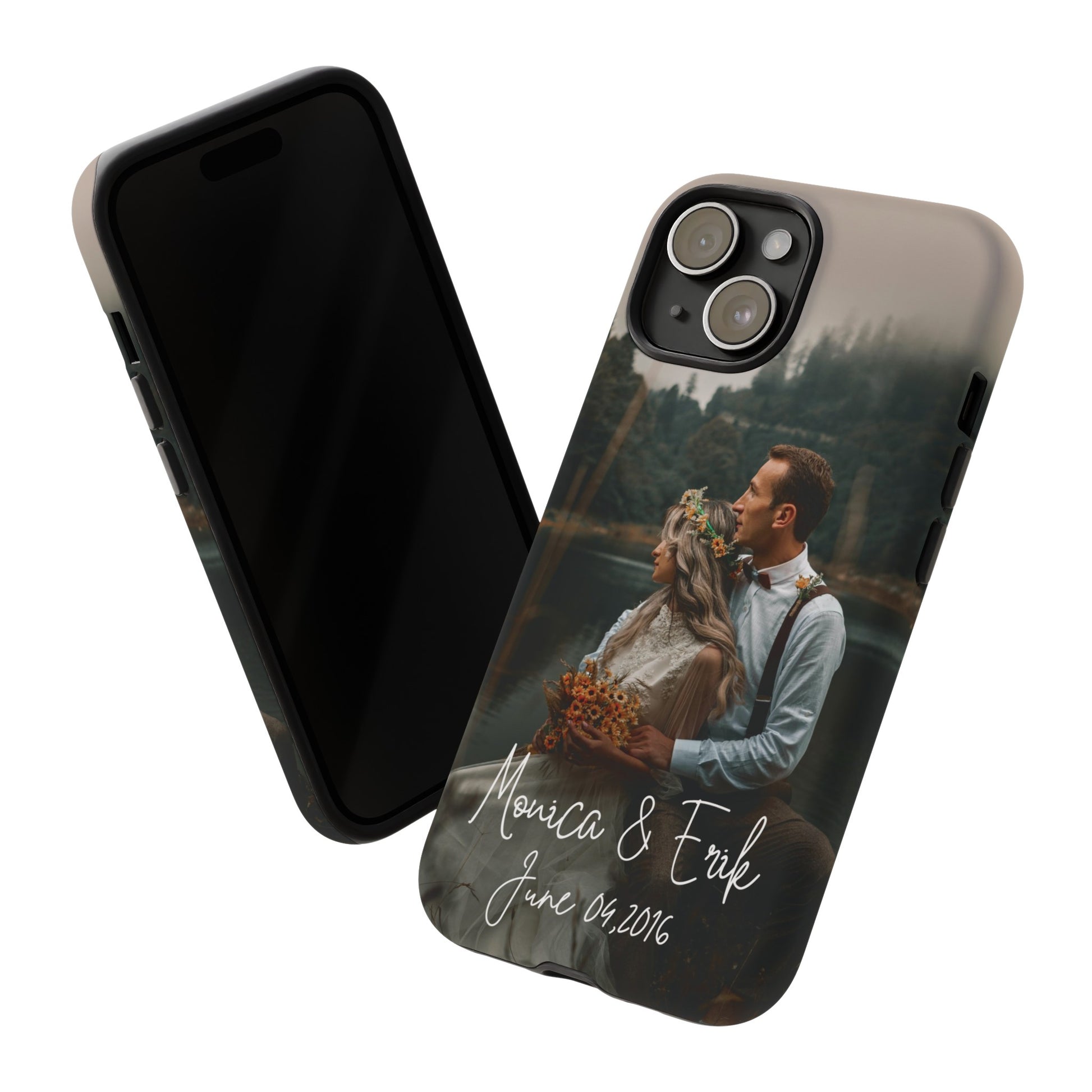 Personalized Phone Cases With Picture, Names and Date Phone Case Brides by Emilia Milan 