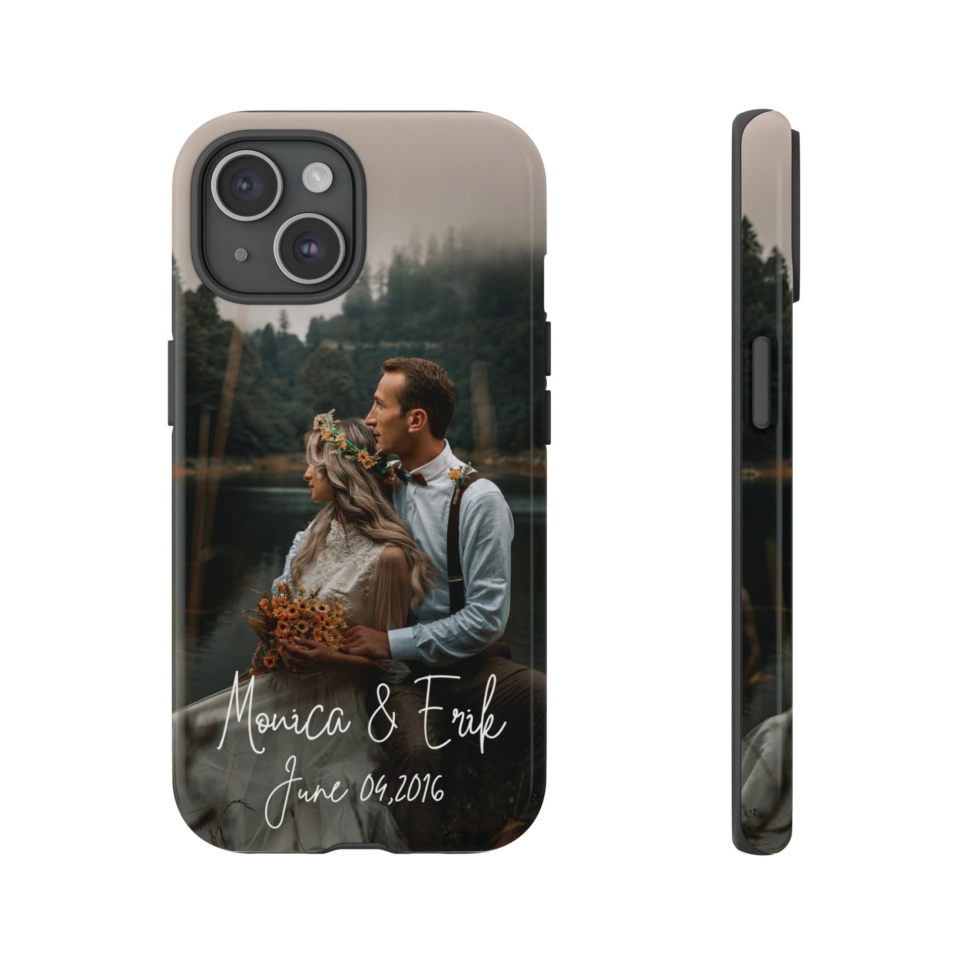 Personalized Phone Cases With Picture, Names and Date Phone Case Brides by Emilia Milan 