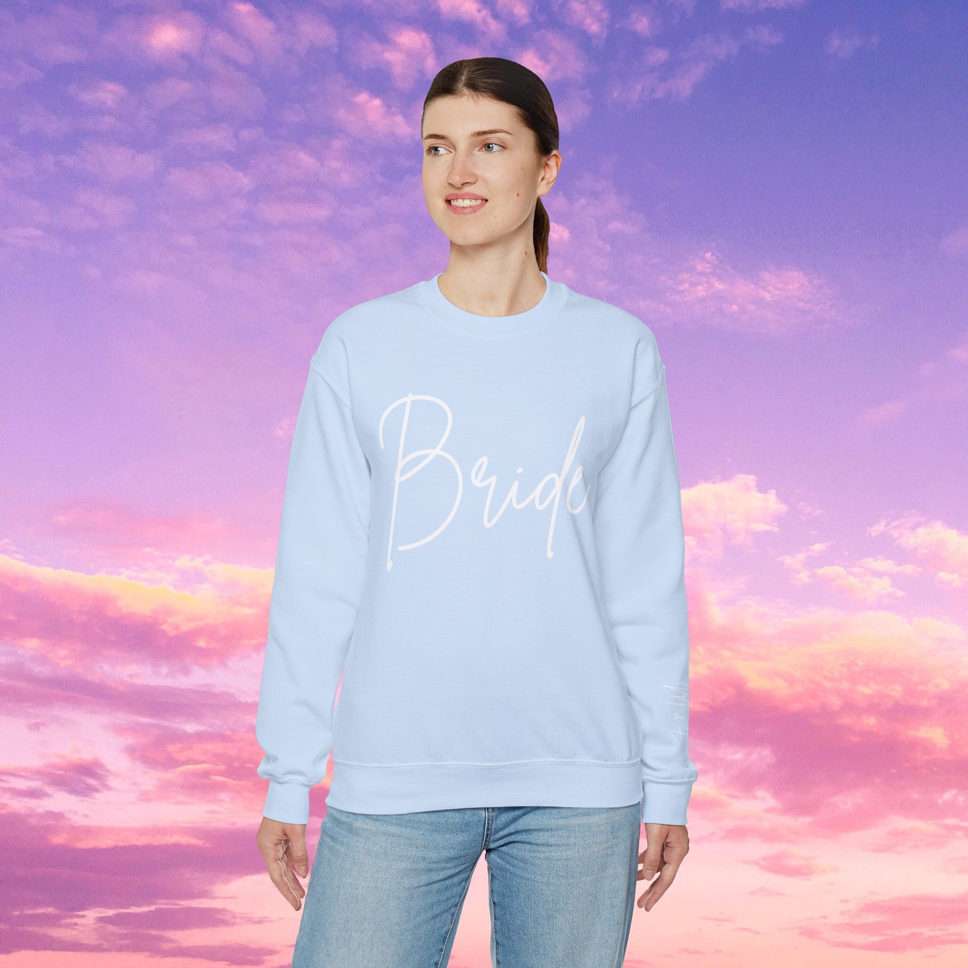 Bride Sweatshirt With Personalized Initials On Left Sleeve Sweatshirt Brides by Emilia Milan 