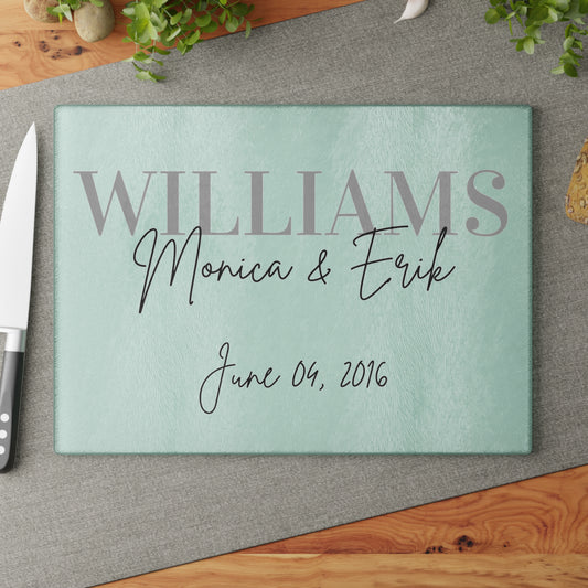 Personalized Glass Cutting Board Wedding Gift Home Decor Brides by Emilia Milan 