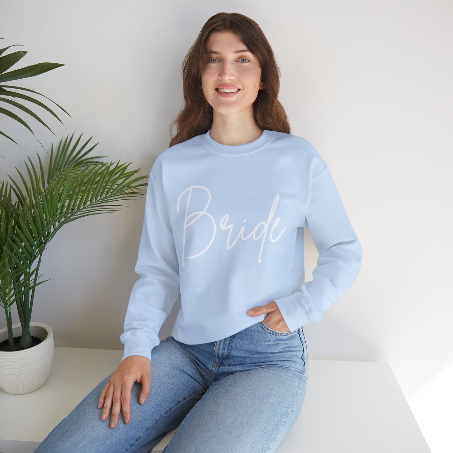 Bride Sweatshirt With Personalized Initials On Left Sleeve Sweatshirt Brides by Emilia Milan 