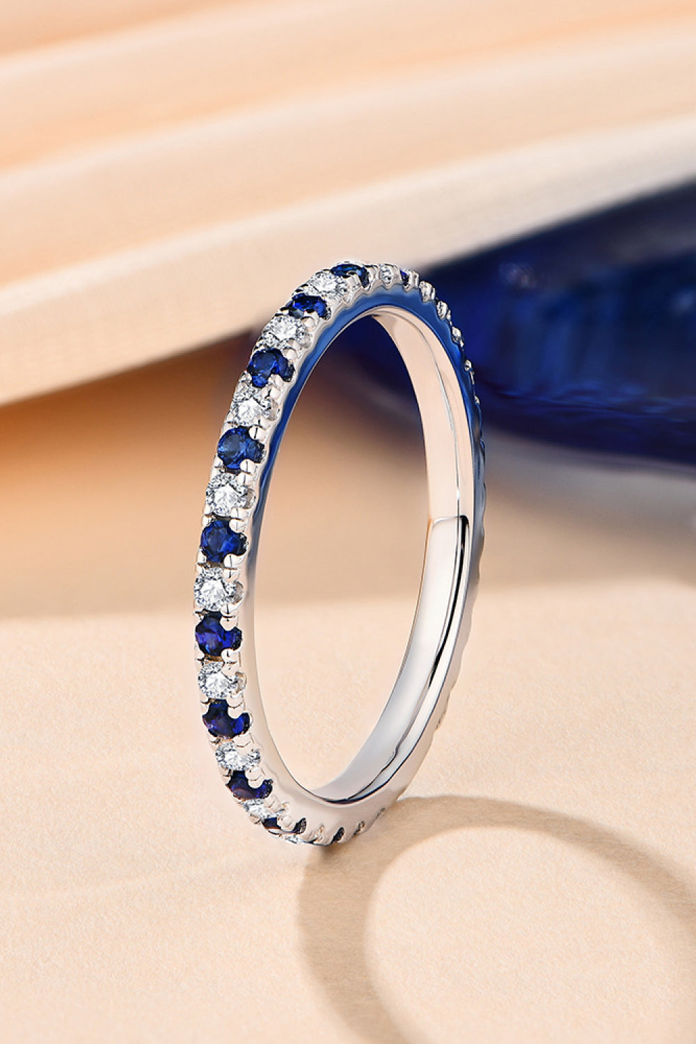 Moissanite and Lab-Grown Sapphire Ring for Women Sapphire Jewelry Brides by Emilia Milan 