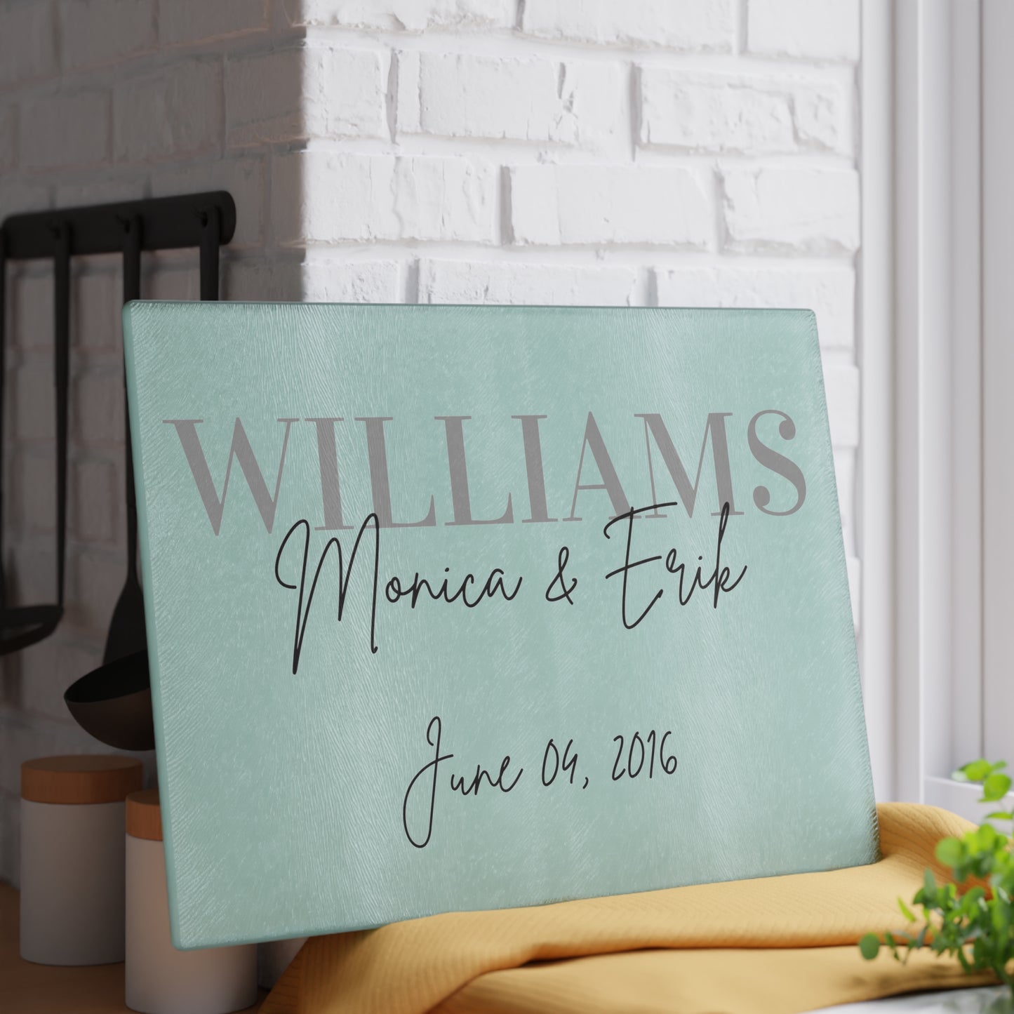Personalized Glass Cutting Board Wedding Gift Home Decor Brides by Emilia Milan 
