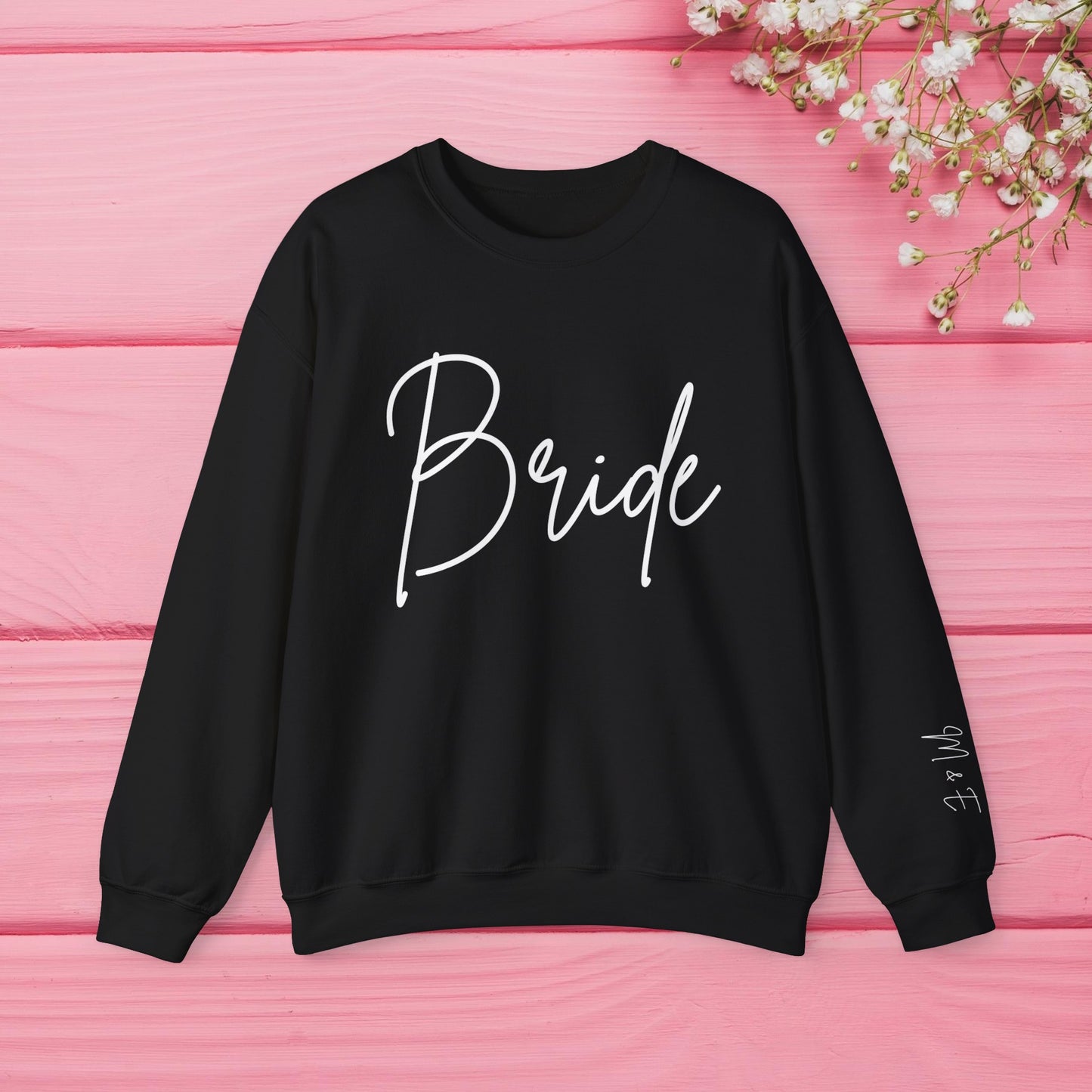 Bride Sweatshirt With Personalized Initials On Left Sleeve Sweatshirt Brides by Emilia Milan 