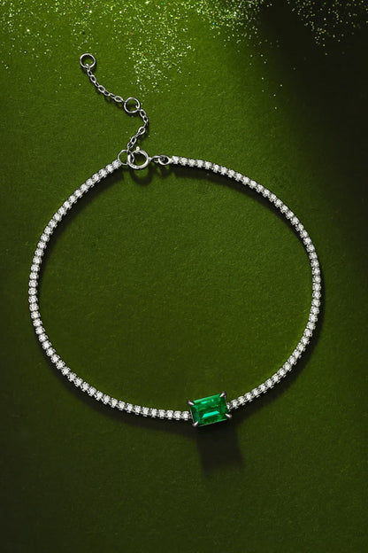 Sterling Silver 1 Carat Lab-Grown Emerald Women Bracelet Emerald Jewelry Brides by Emilia Milan 