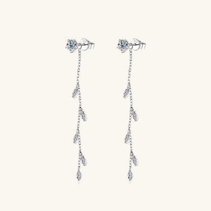 Sterling Silver 1.38 Carat Moissanite Bridal Leaf Earrings Moissanite Jewelry Brides by Emilia Milan 