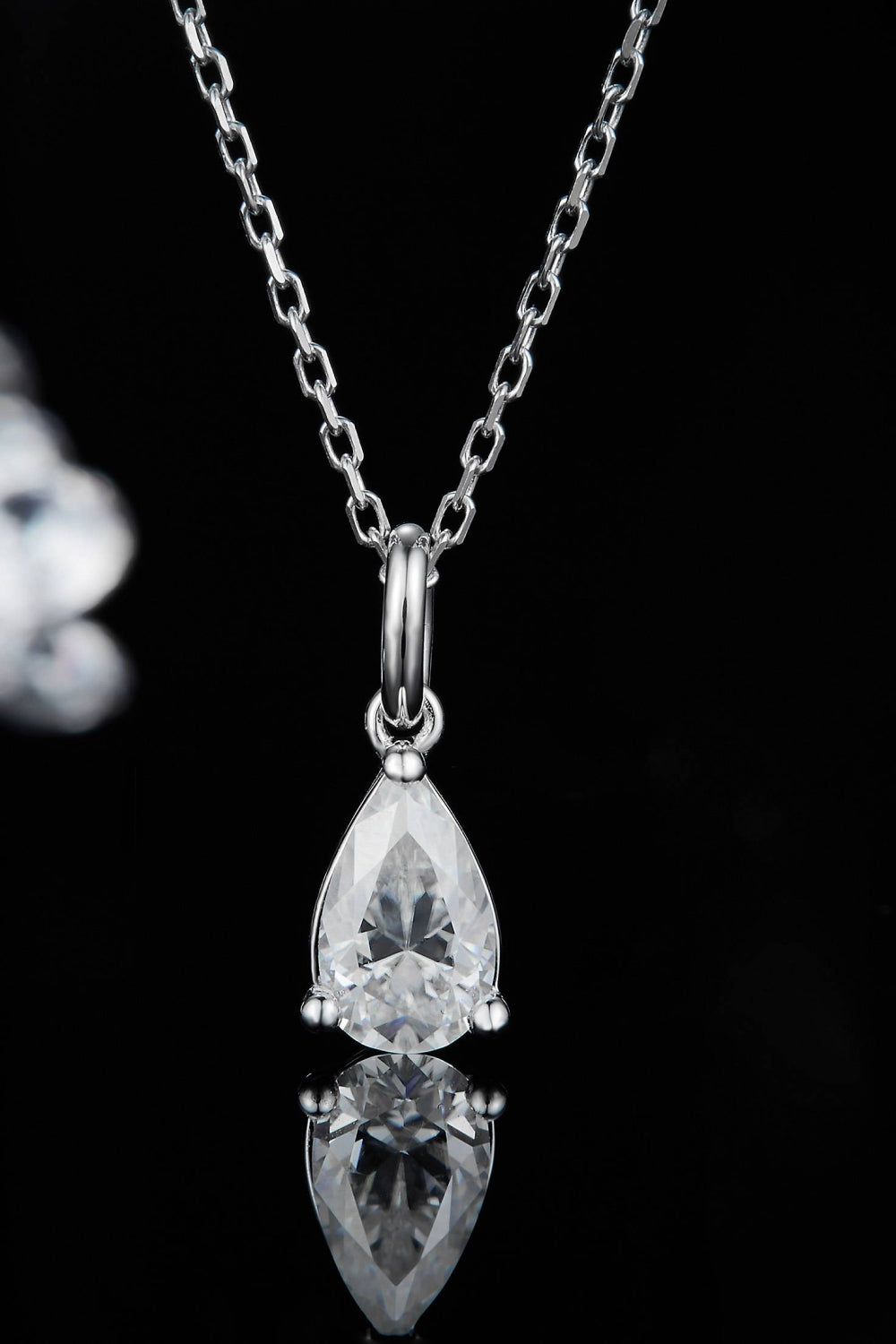 Sterling Silver 1 Carat Moissanite Pear Shaped Necklace Moissanite Jewelry Brides by Emilia Milan 