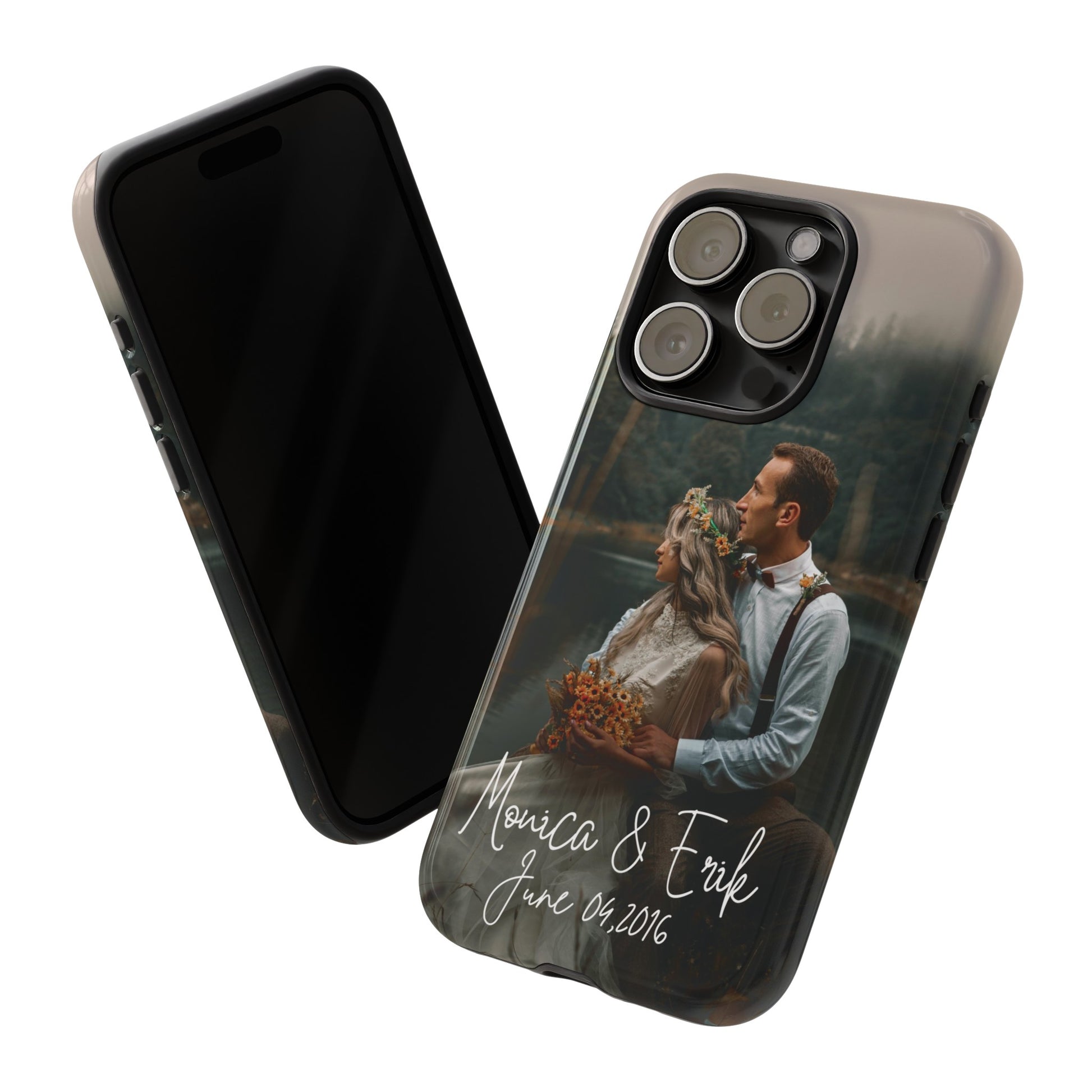 Personalized Phone Cases With Picture, Names and Date Phone Case Brides by Emilia Milan 