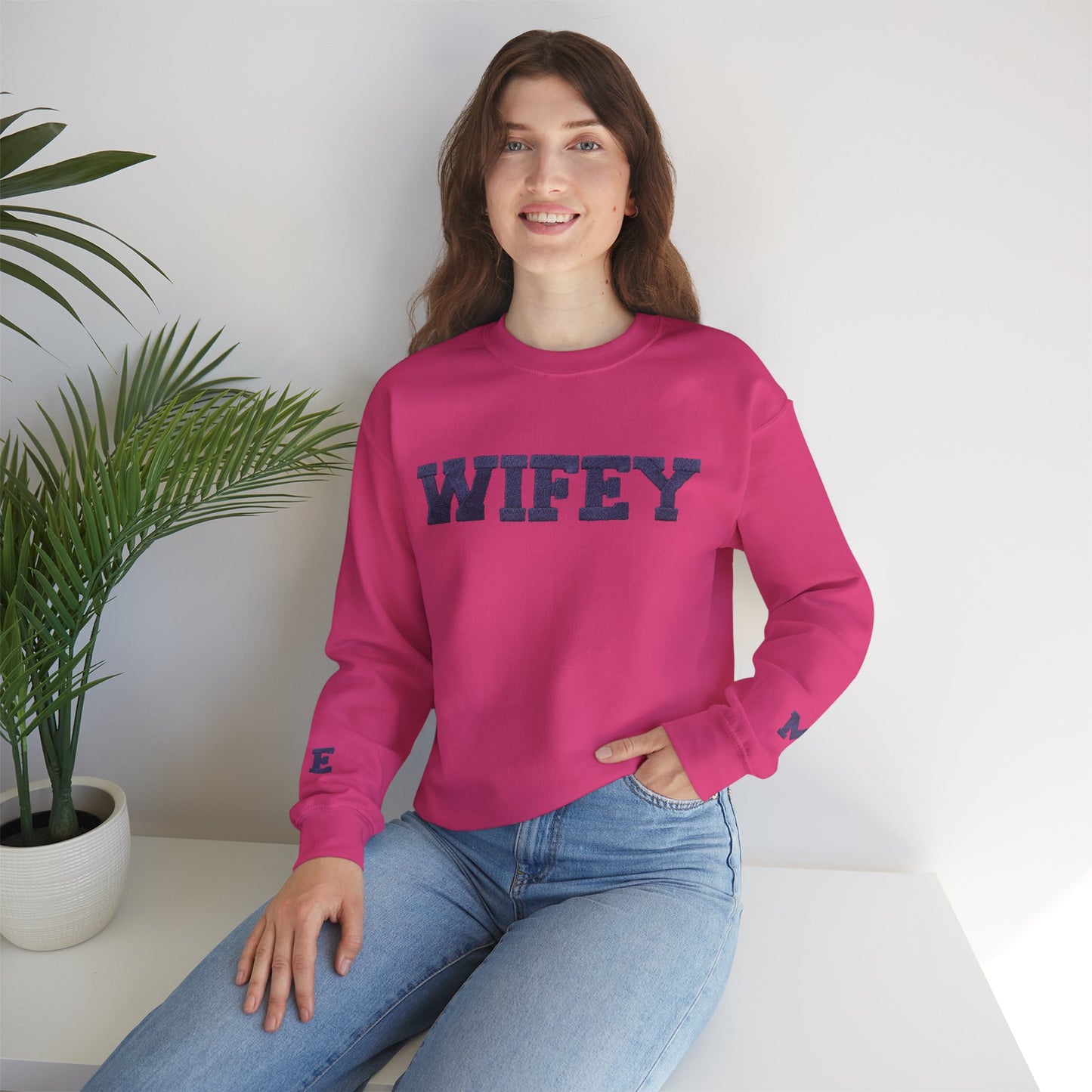 Wifey Sweatshirt With Personalized Initials On Sleeves Sweatshirt Brides by Emilia Milan 