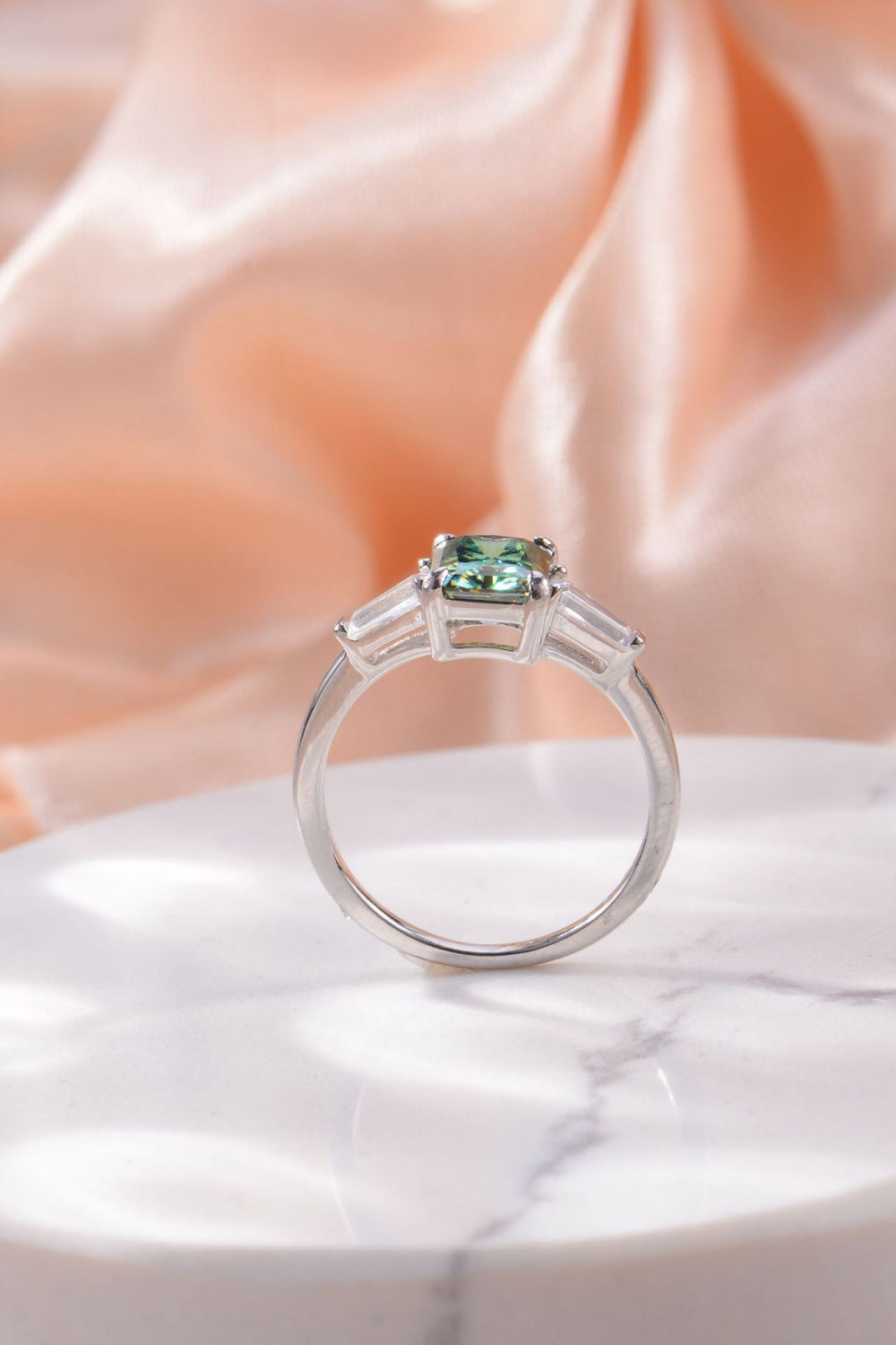 Sterling Silver 2 Carat Green Moissanite Women Radiant Cut Ring Moissanite Jewelry Brides by Emilia Milan 