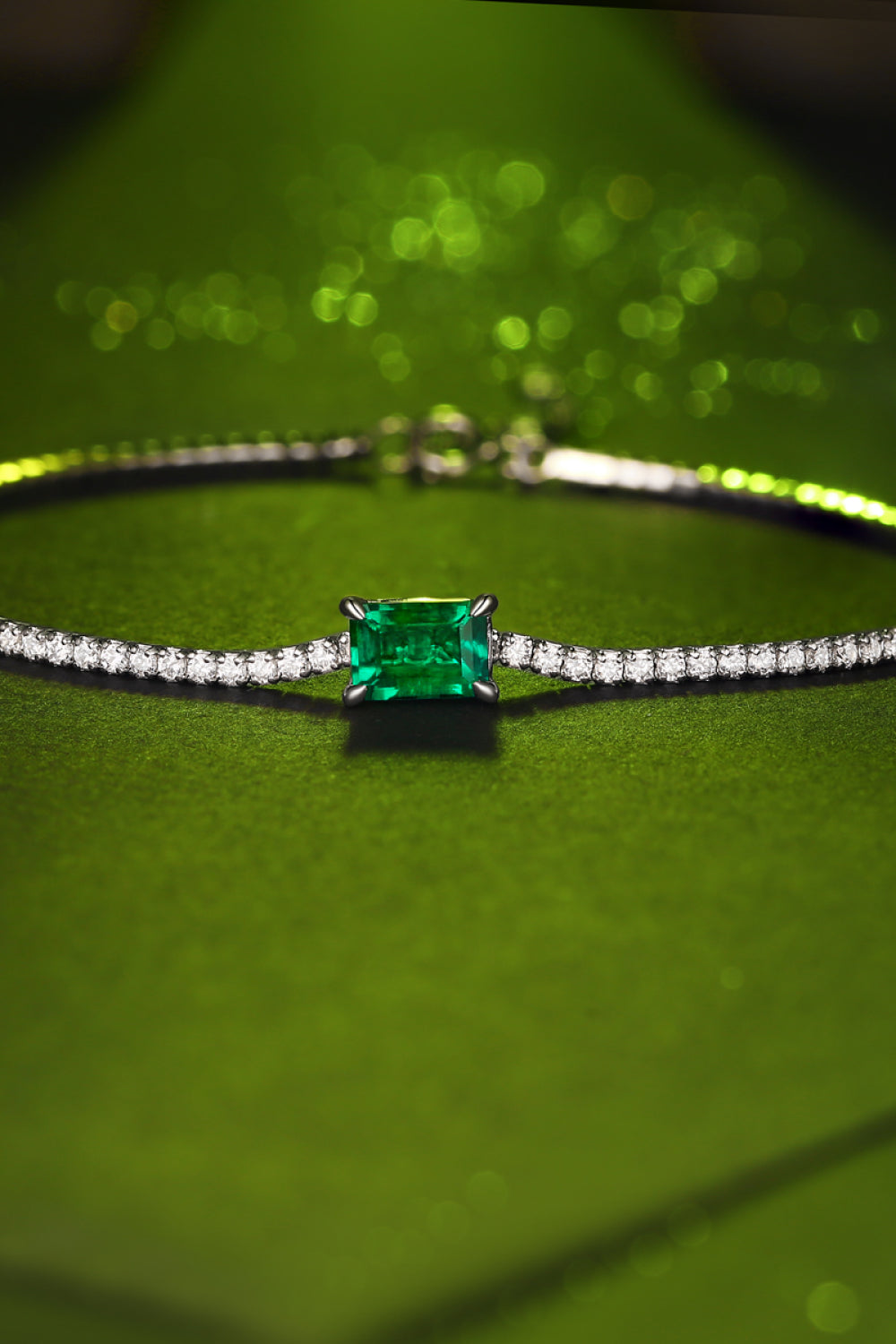 Sterling Silver 1 Carat Lab-Grown Emerald Women Bracelet Emerald Jewelry Brides by Emilia Milan 