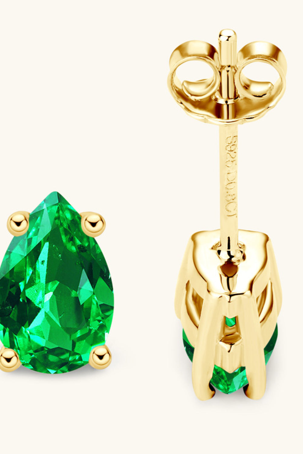 18K Gold-plated Lab-Grown Emerald Stud Earrings Emerald Jewelry Brides by Emilia Milan 