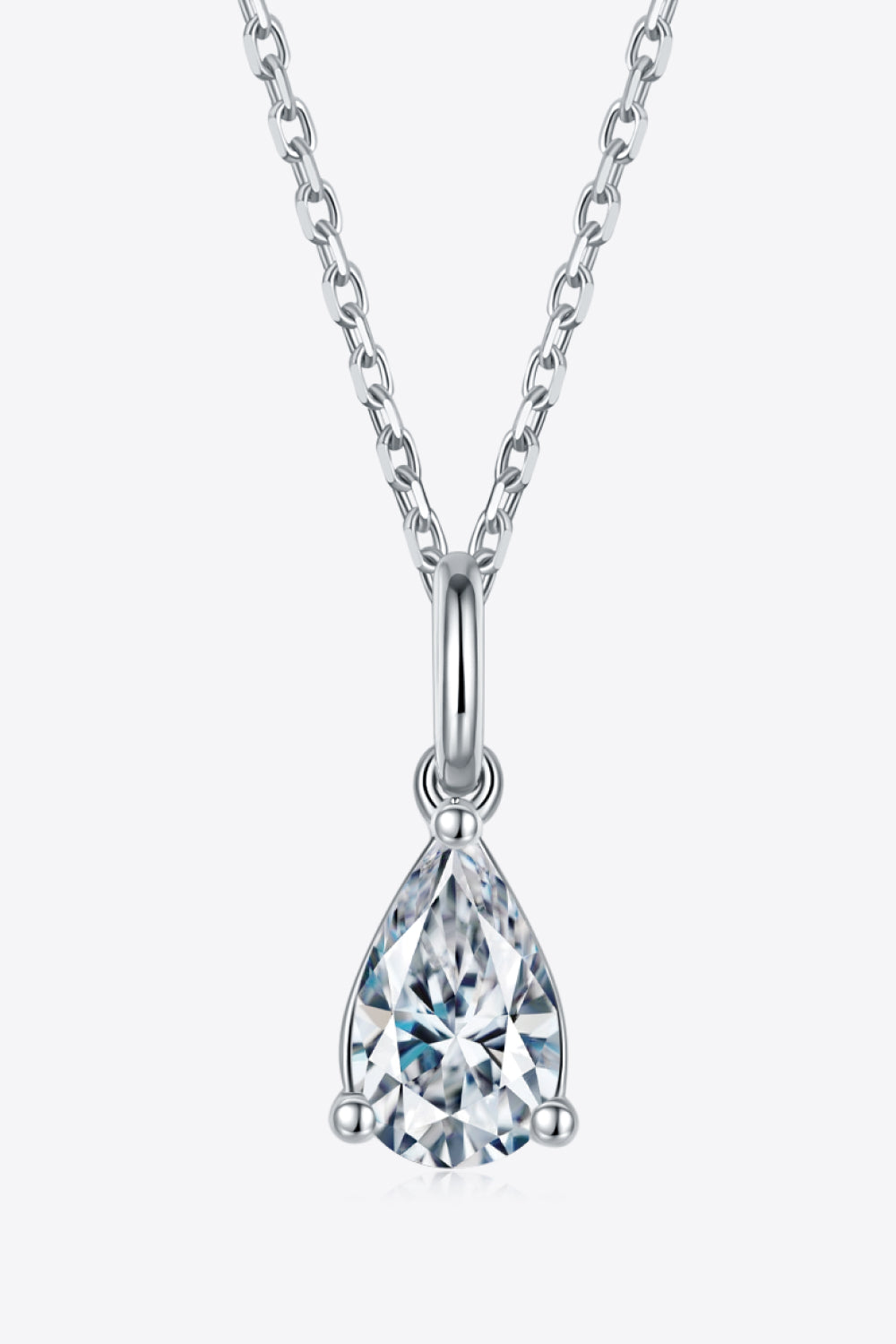 Sterling Silver 1 Carat Moissanite Pear Shaped Necklace Moissanite Jewelry Brides by Emilia Milan 