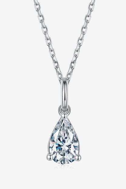 Sterling Silver 1 Carat Moissanite Pear Shaped Necklace Moissanite Jewelry Brides by Emilia Milan 