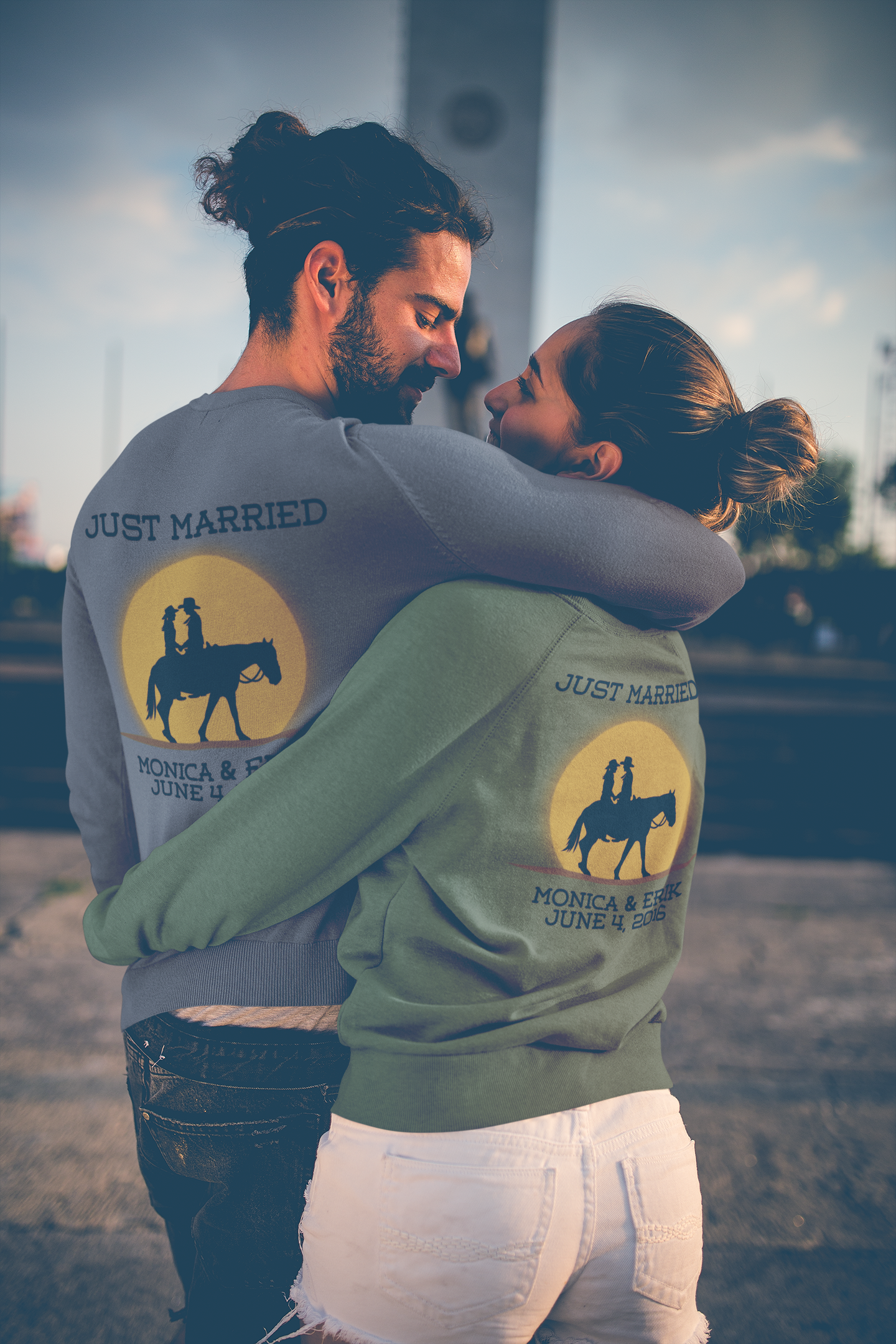 Personalized Just Married Couples Sweatshirts Sweatshirt Brides by Emilia Milan 