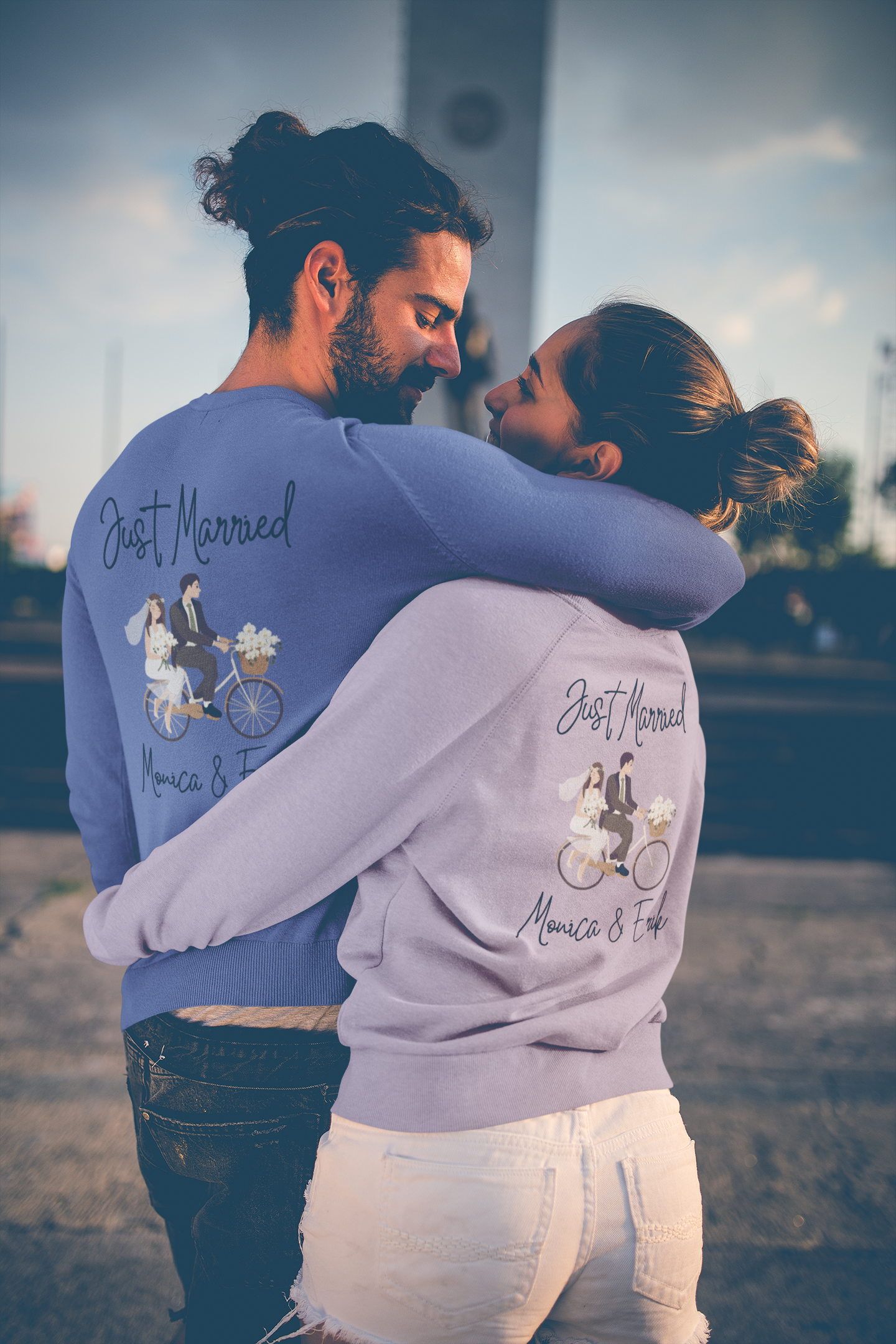 Just Married Personalized Couples Sweatshirts Sweatshirt Brides by Emilia Milan 