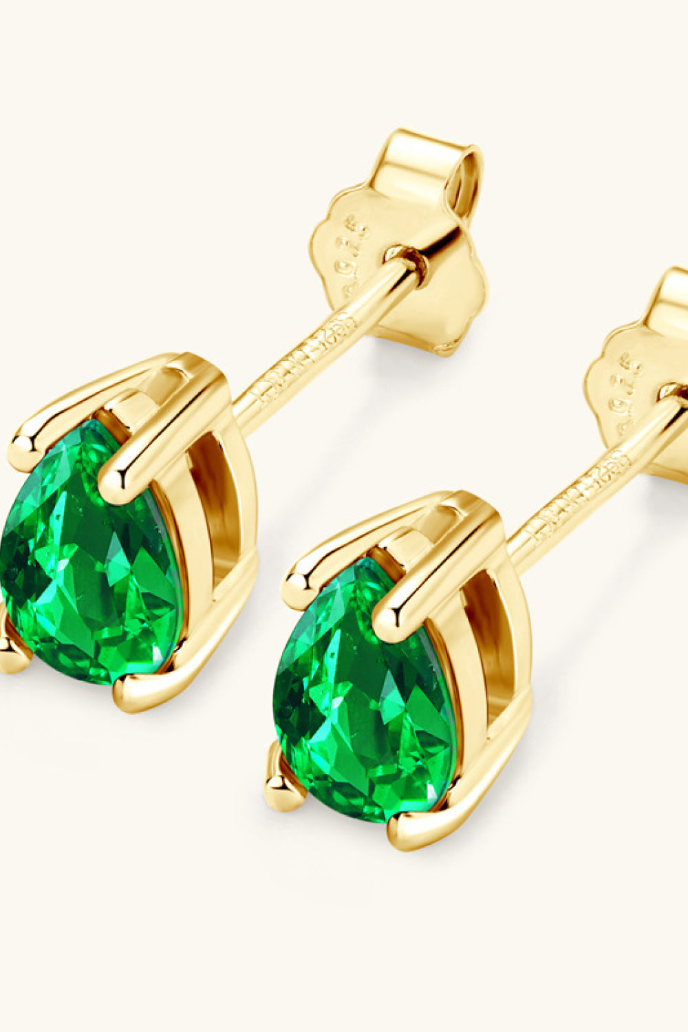 18K Gold-plated Lab-Grown Emerald Stud Earrings Emerald Jewelry Brides by Emilia Milan 