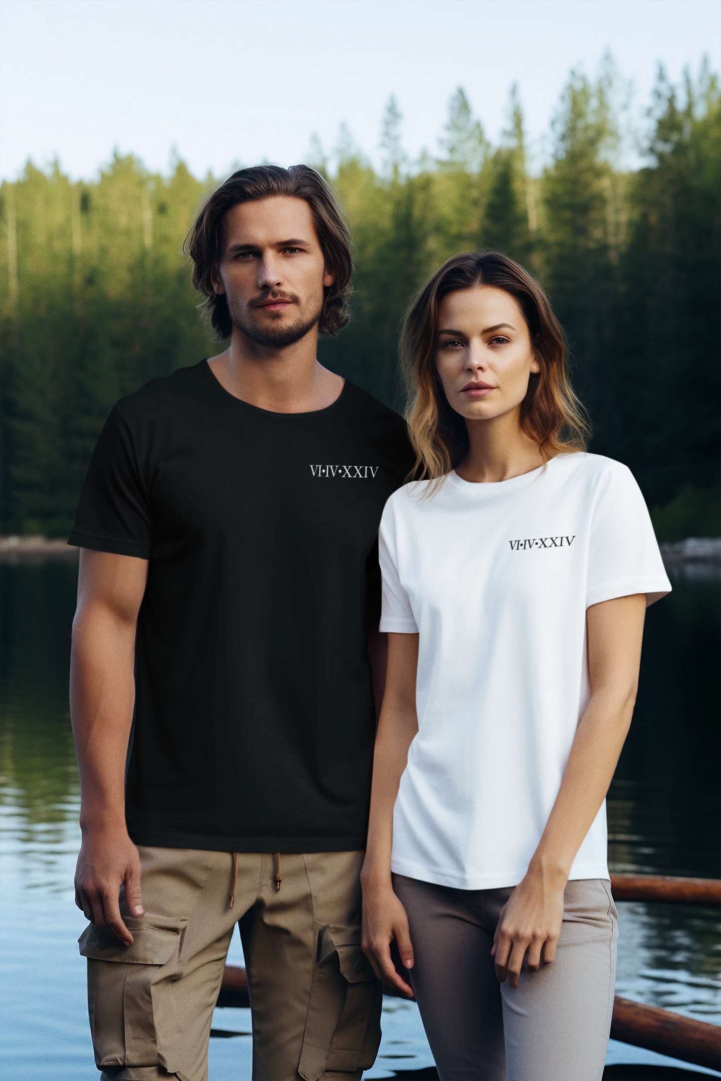 Roman Numerals Matching Couples Shirts T-Shirt Brides by Emilia Milan 