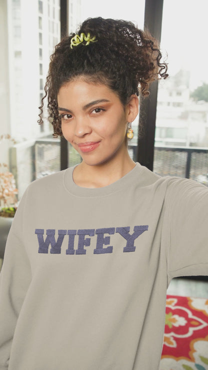 Wifey Sweatshirt With Personalized Initials On Sleeves