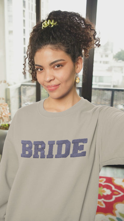 Bride Sweatshirt With Personalized Initials On Sleeves