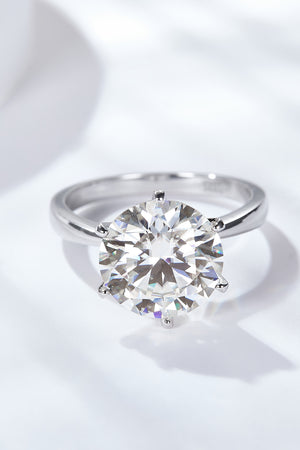 Platinum-Plated 5 Carat  Moissanite Solitaire Ring Moissanite Jewelry Brides by Emilia Milan 