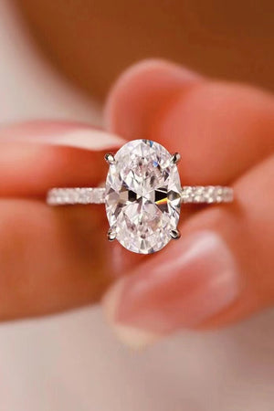 Platinum-Plated Side Stone 2 Carat Moissanite Ring Moissanite Jewelry Brides by Emilia Milan 