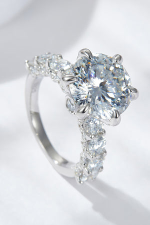 3-Carat Moissanite Platinum-Plated Side Stone Ring Moissanite Jewelry Brides by Emilia Milan 
