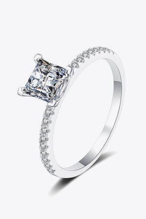 Rhodium-Plated 2 Carat Moissanite Four-Prong Ring Moissanite Jewelry Brides by Emilia Milan 