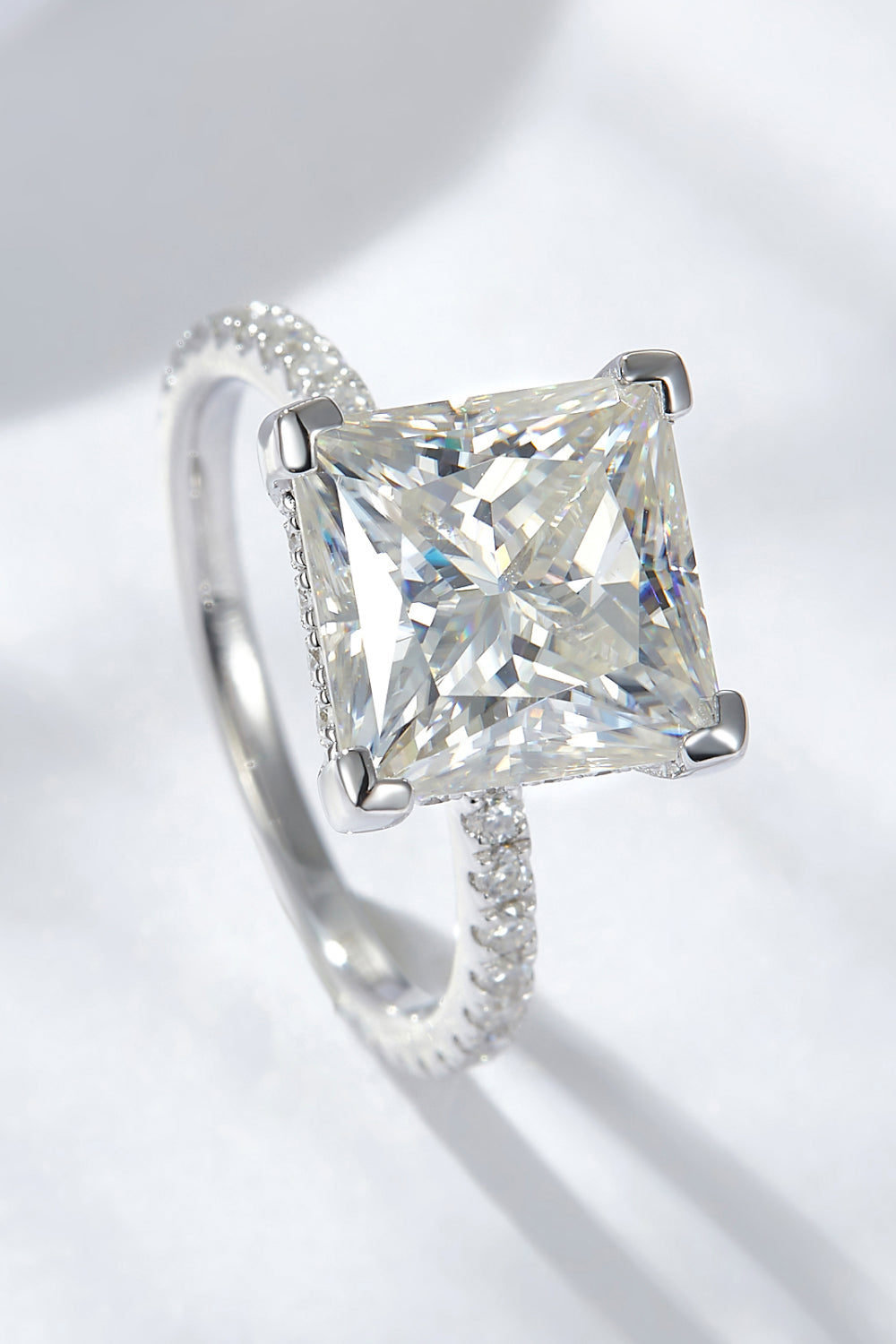 Sterling Silver 5.52 Carat Moissanite Engagement Princess Cut Ring Moissanite Jewelry Brides by Emilia Milan 