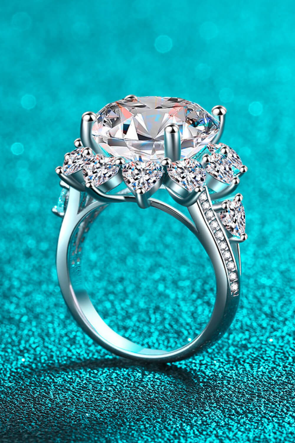 10 Carat Moissanite Flower-Shaped Ring Moissanite Jewelry Brides by Emilia Milan 